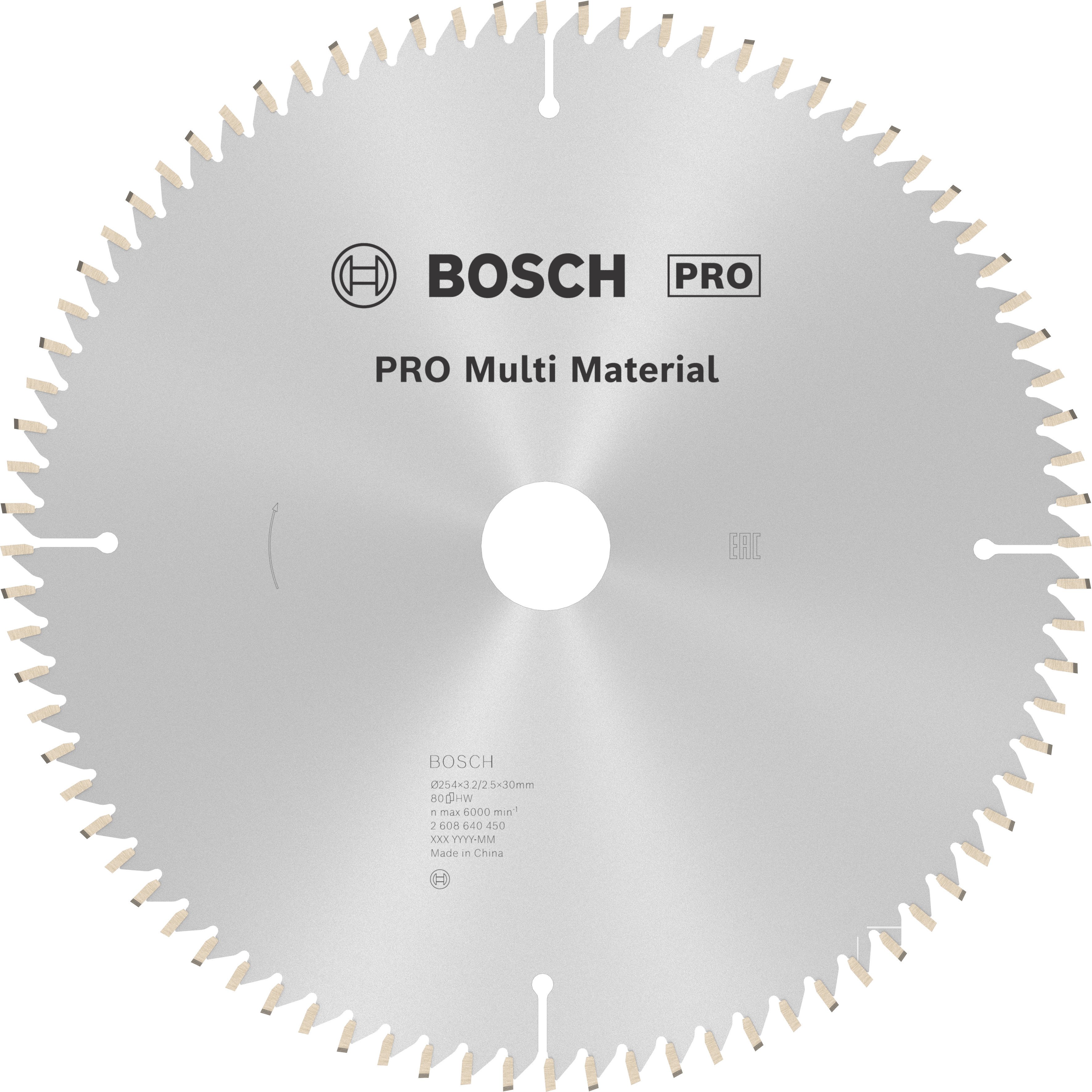 Bosch Accessoires Cirkelzaagblad Multi Material 254 x 30 x 3,2 mm, 80 1st - 2608640450