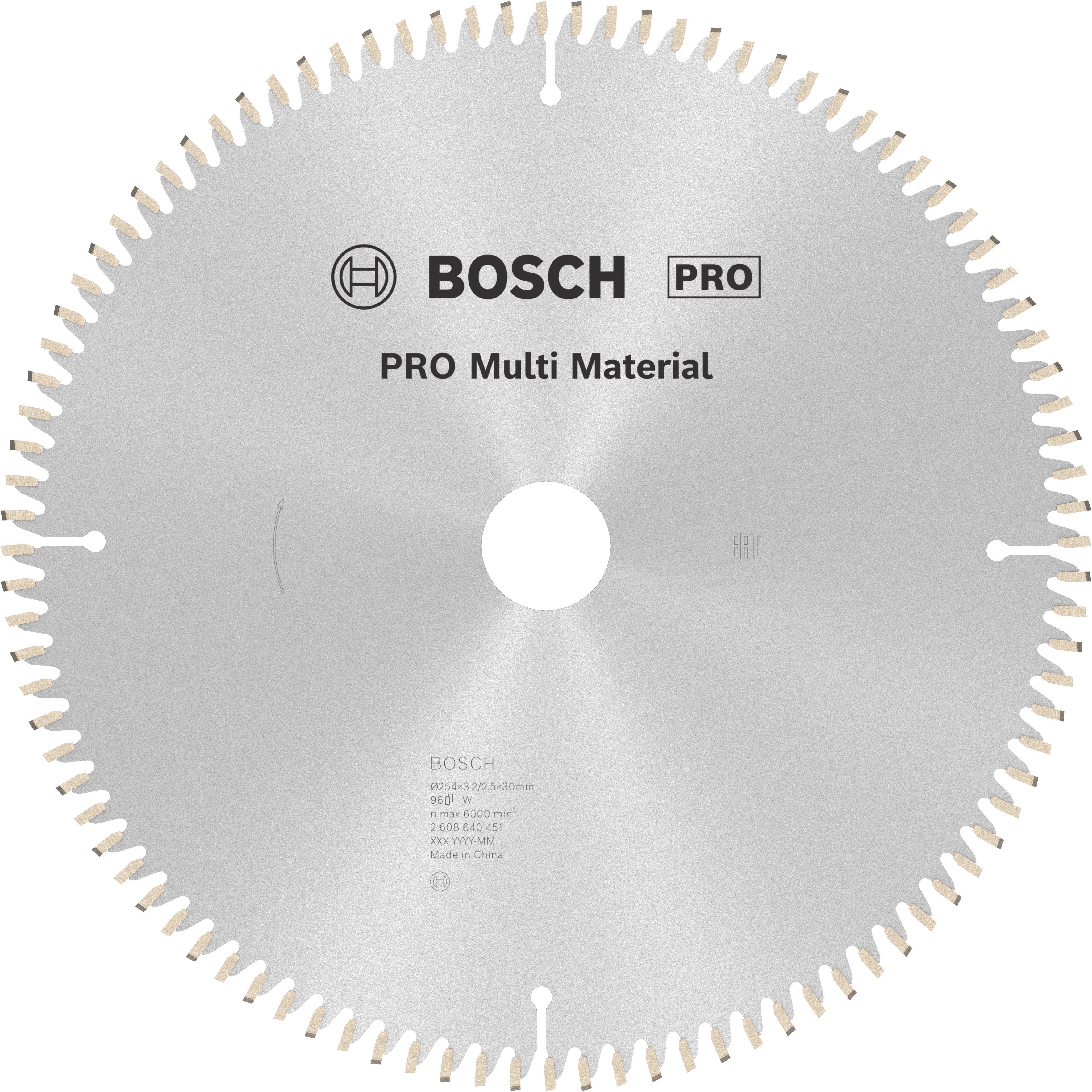 Bosch Accessoires Cirkelzaagblad Multi Material 254 x 30 x 3,2 mm, 96 1st - 2608640451
