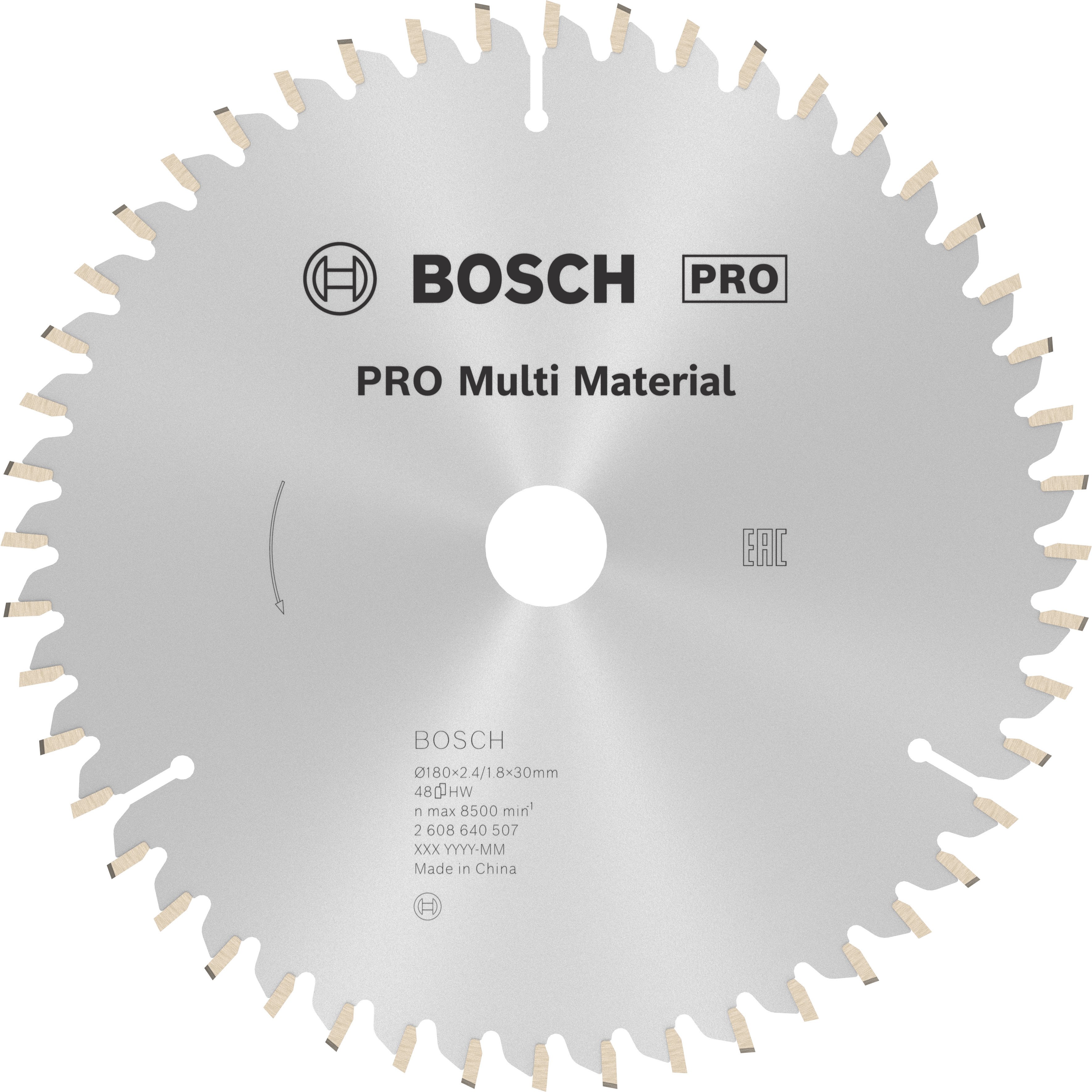 Bosch Accessoires Cirkelzaagblad Multi Material 180 x 30/20 x 2,4 mm, 48 1st - 2608640507
