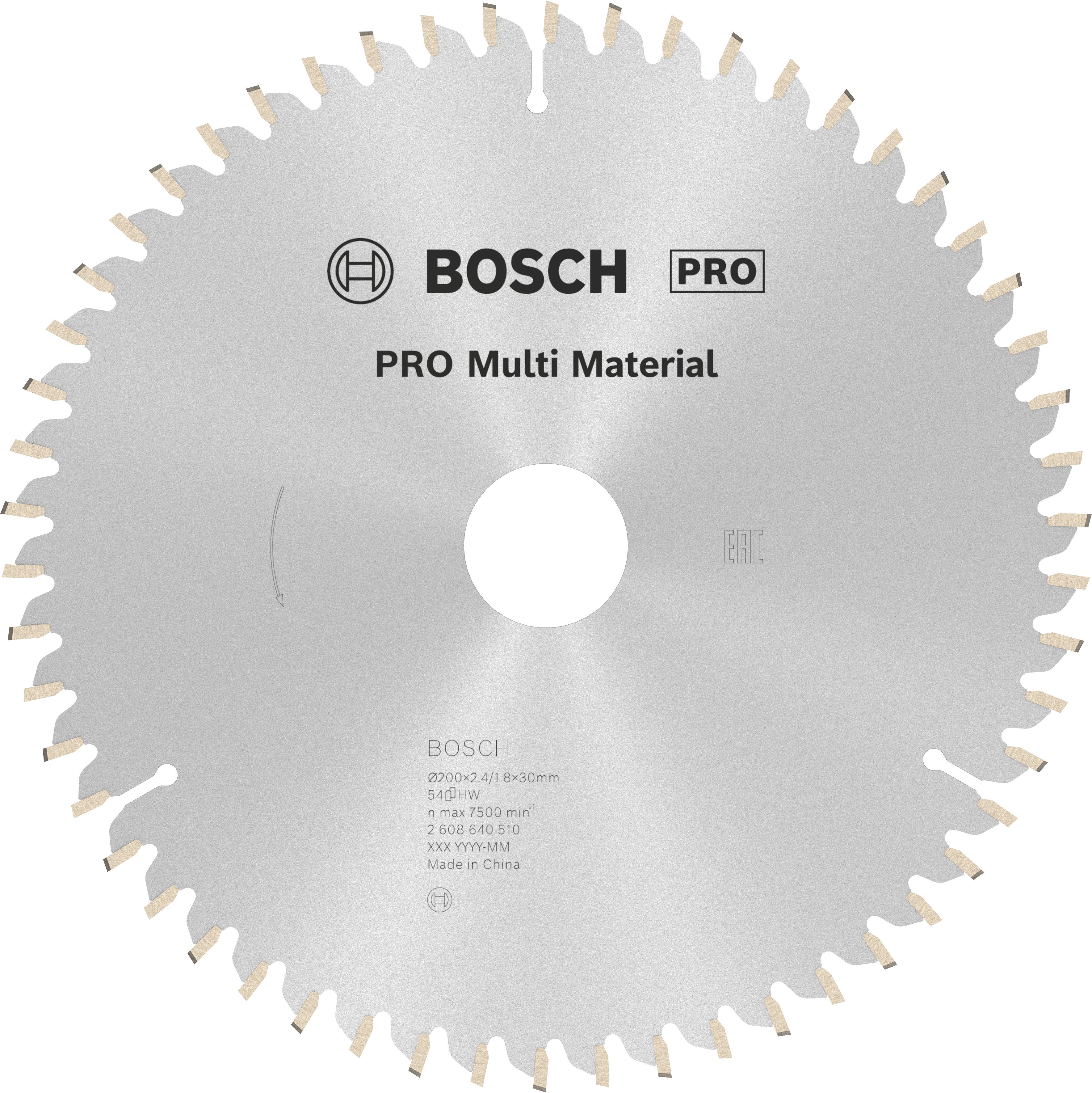 Bosch Accessoires Cirkelzaagblad Multi Material 200 x 30 x 2,4 mm, 54 1st - 2608640510