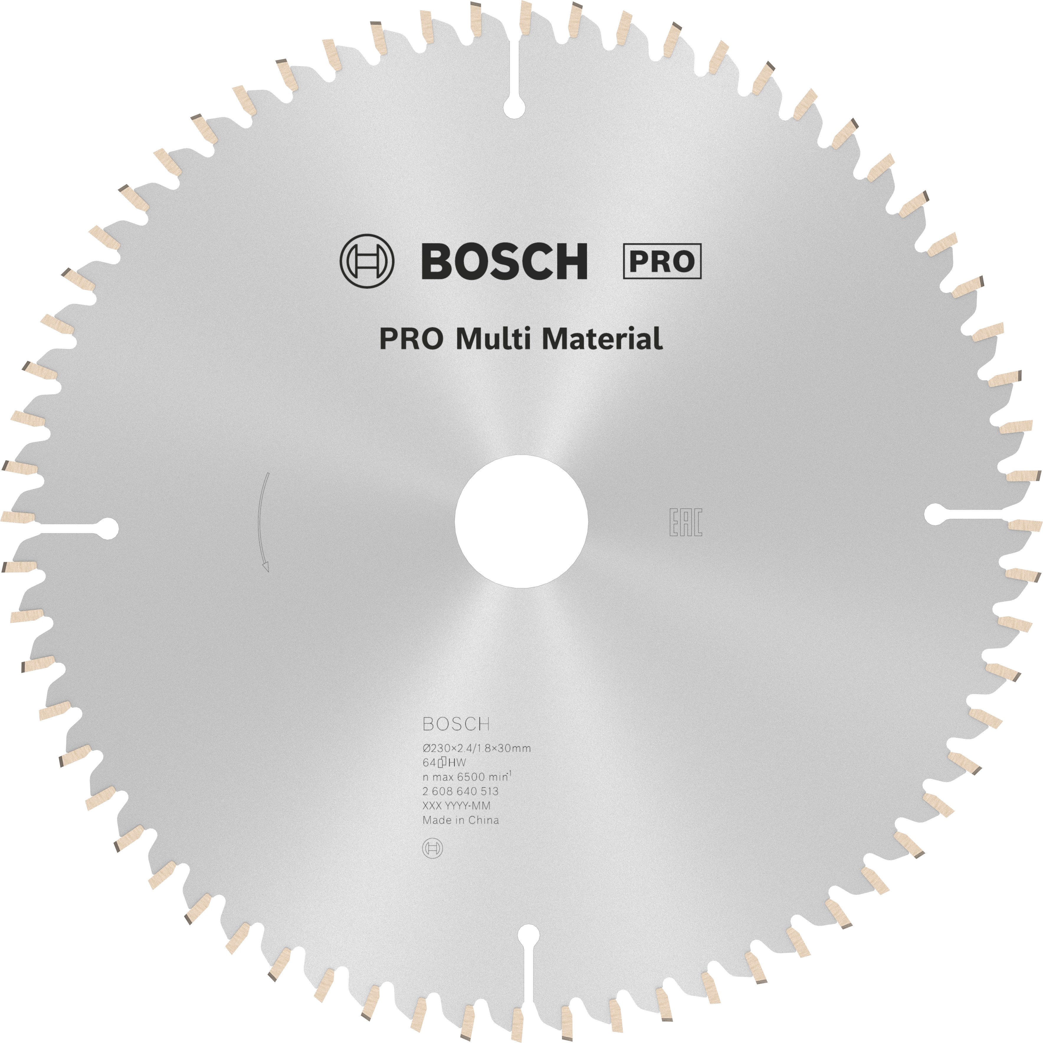 Bosch Accessoires Cirkelzaagblad Multi Material 230 x 30 x 2,4 mm, 64 1st - 2608640513