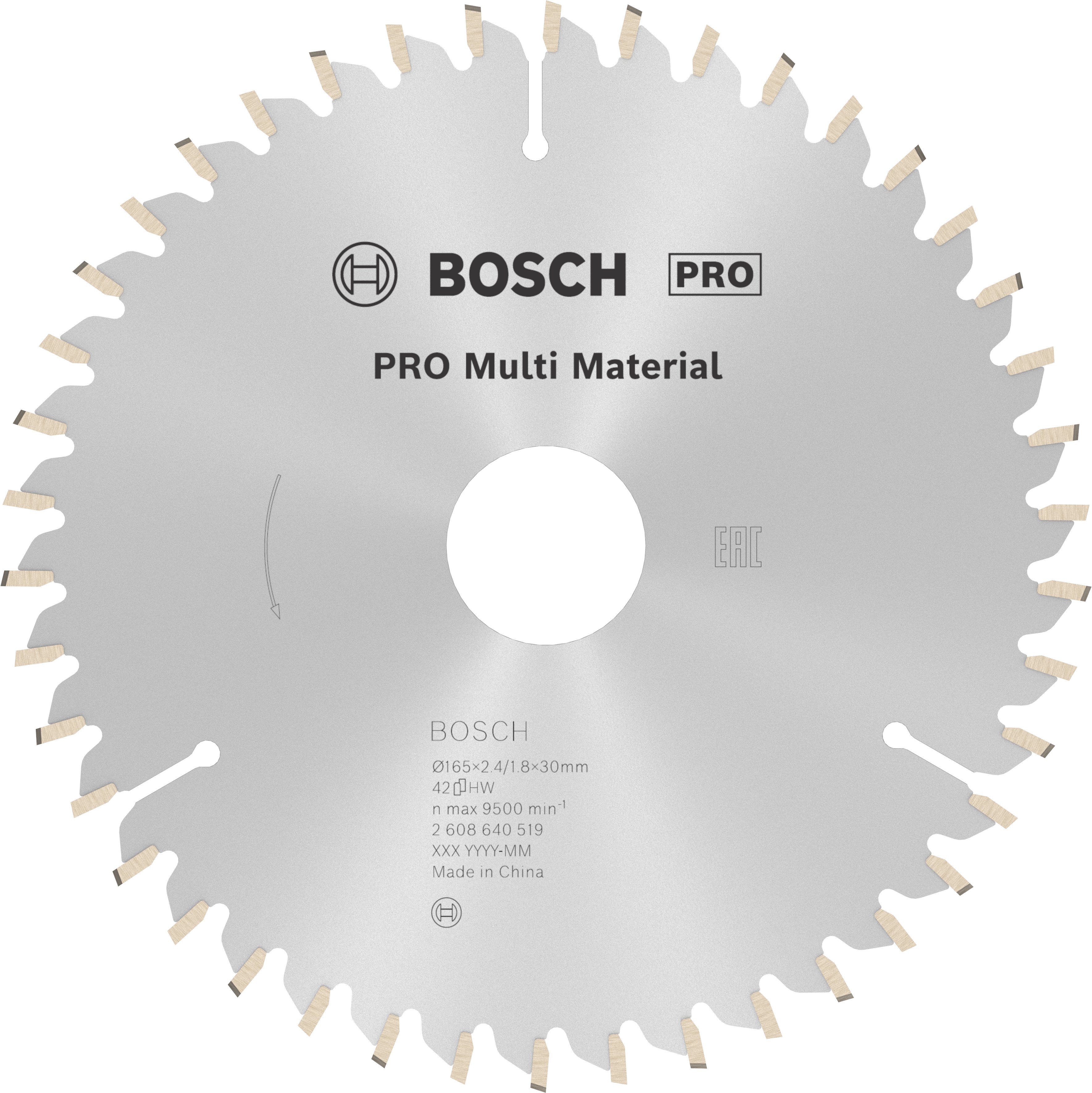 Bosch Accessoires Cirkelzaagblad Multi Material 165 x 30/20 x 2,4 mm, 42 1st - 2608640519