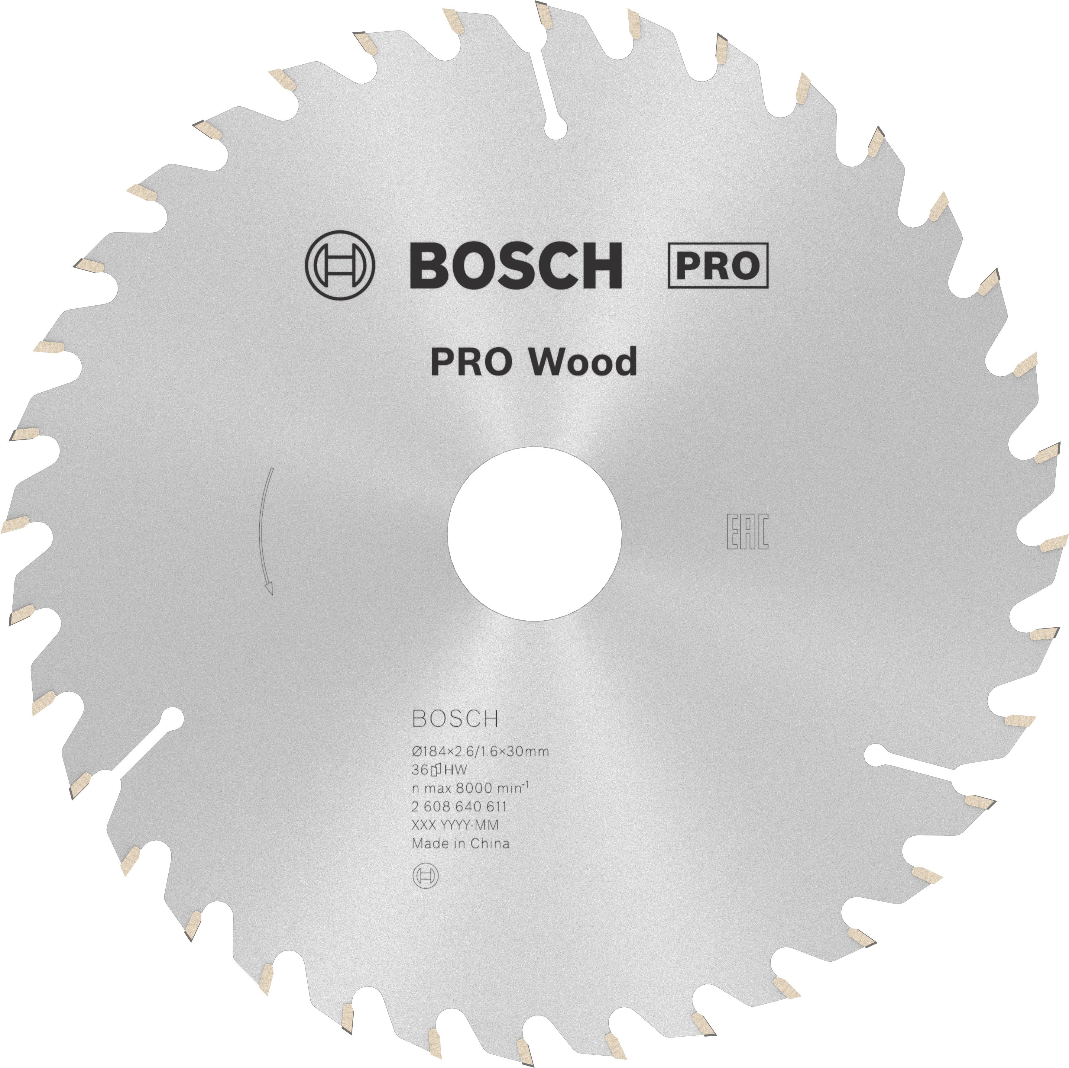 Bosch Accessoires Cirkelzaagblad Optiline Wood 184 x 30 x 2,6 mm, 36 1st - 2608640611