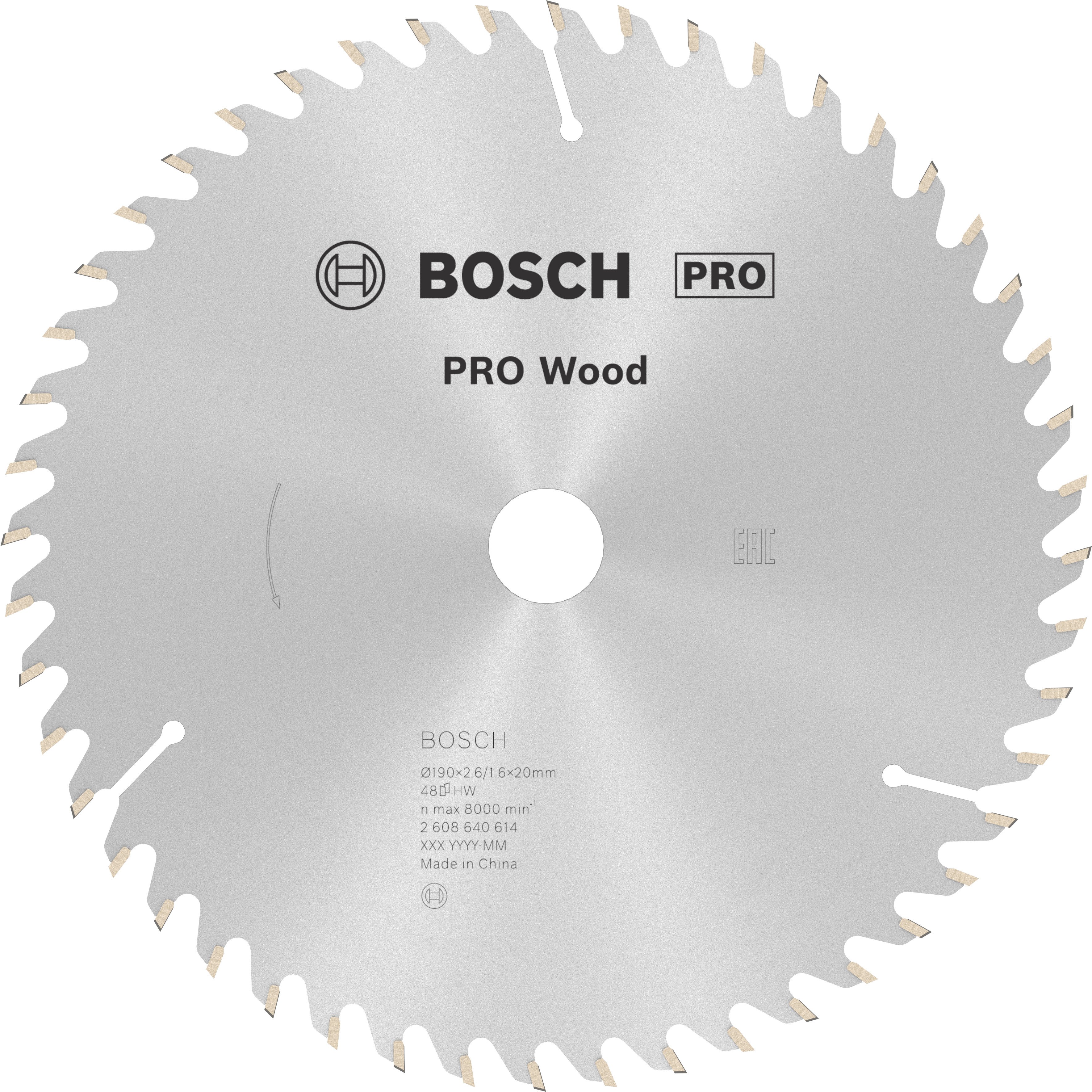 Bosch Accessoires Cirkelzaagblad Optiline Wood 190 x 20/16 x 2,6 mm, 48 1st - 2608640614