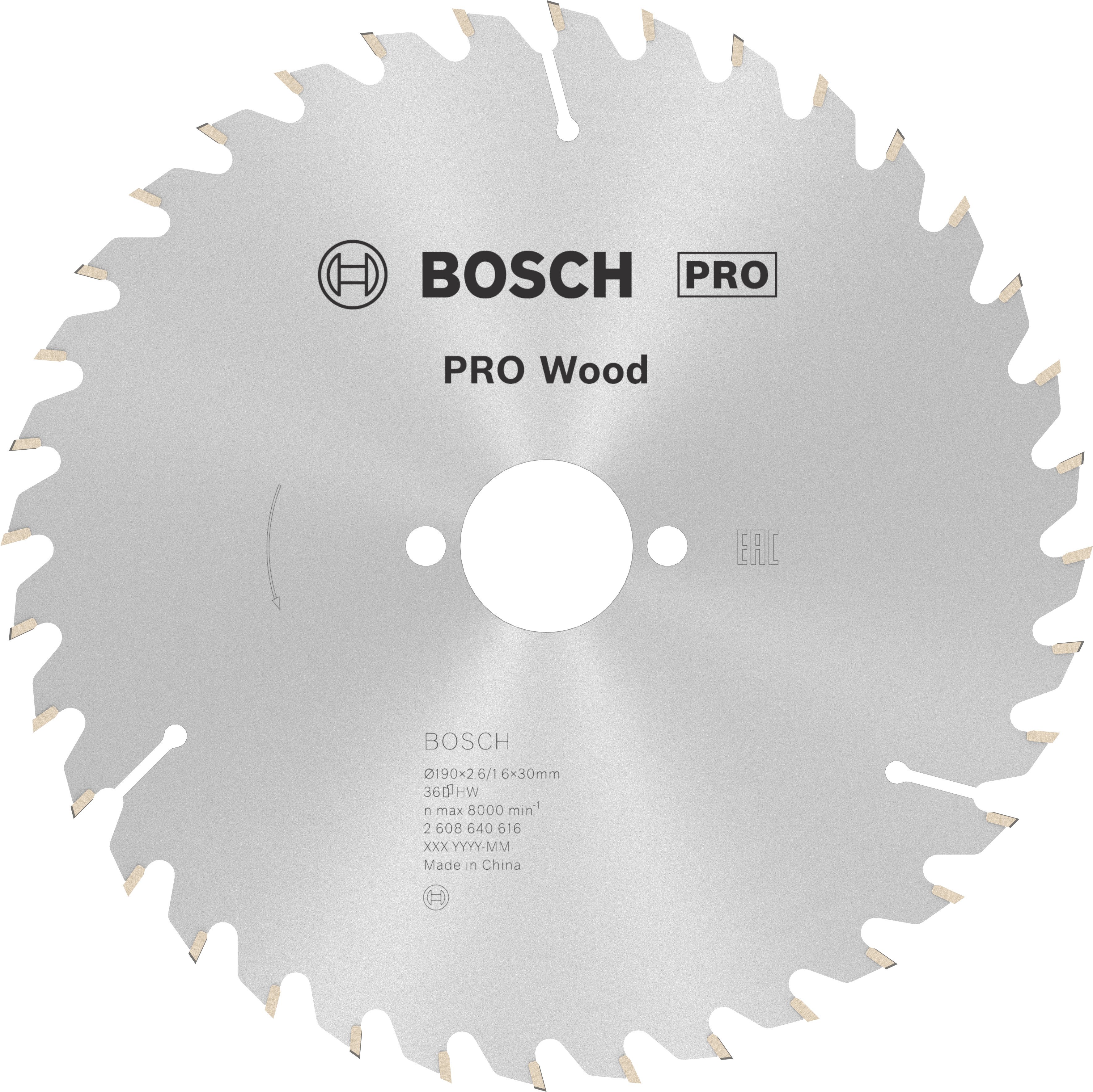 Bosch Accessoires Cirkelzaagblad 190x30x2,6 mm, 36T - 2608640616