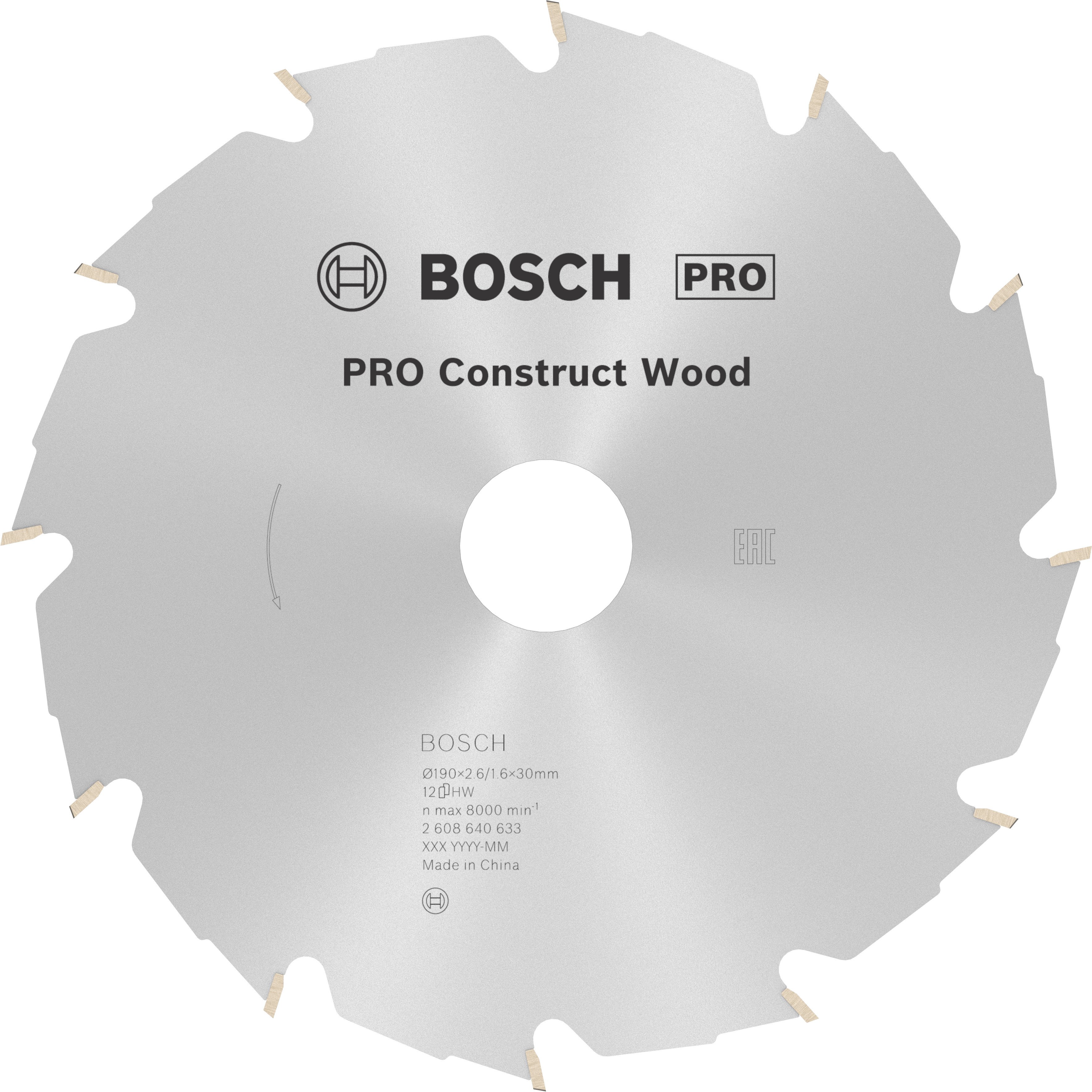 Bosch Accessoires Cirkelzaagblad Construct Wood 190 x 30 x 2,6 mm, 12 1st - 2608640633