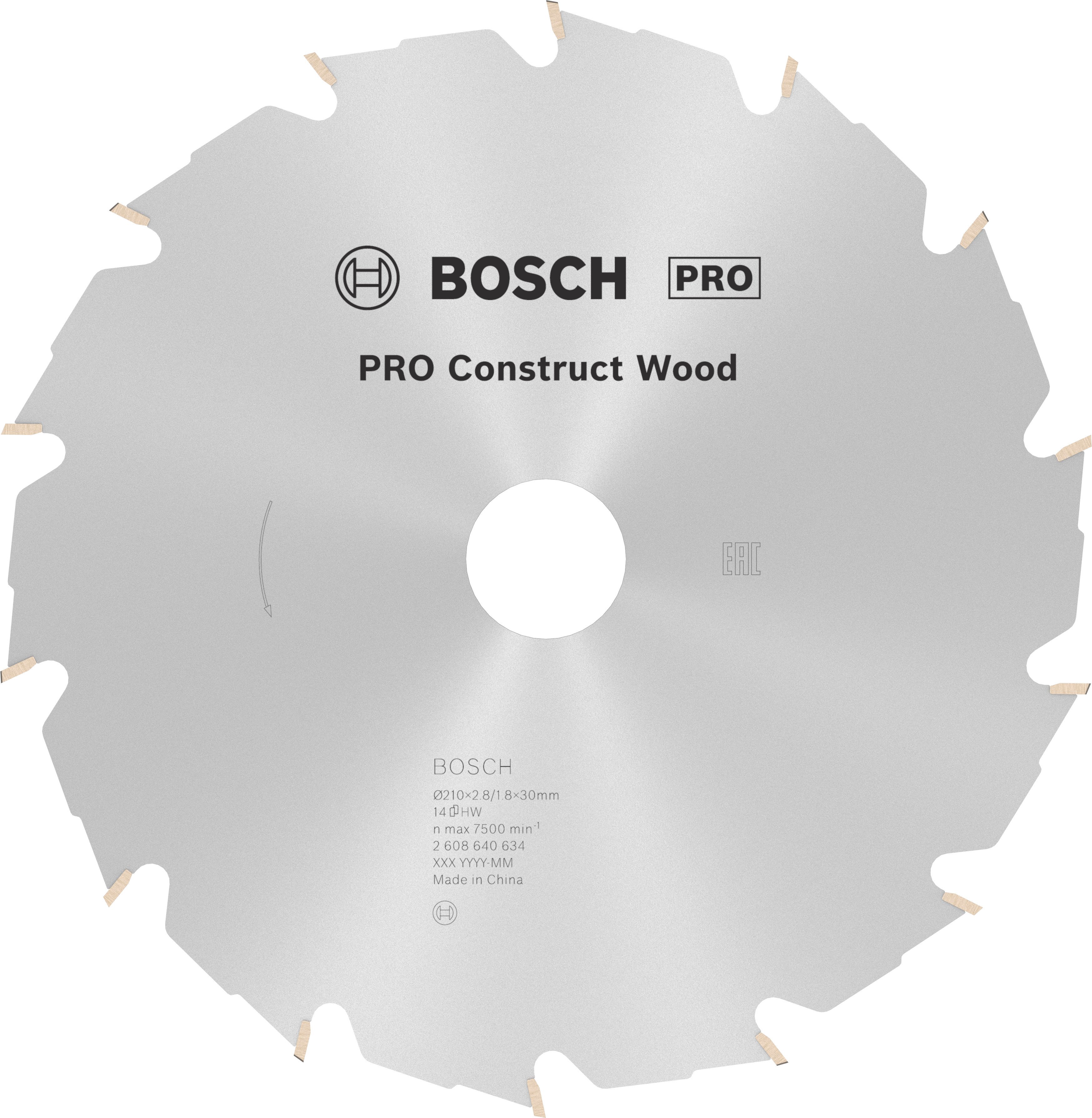 Bosch Accessoires Cirkelzaagblad Construct Wood 210 x 30 x 2,8 mm, 14 1st - 2608640634