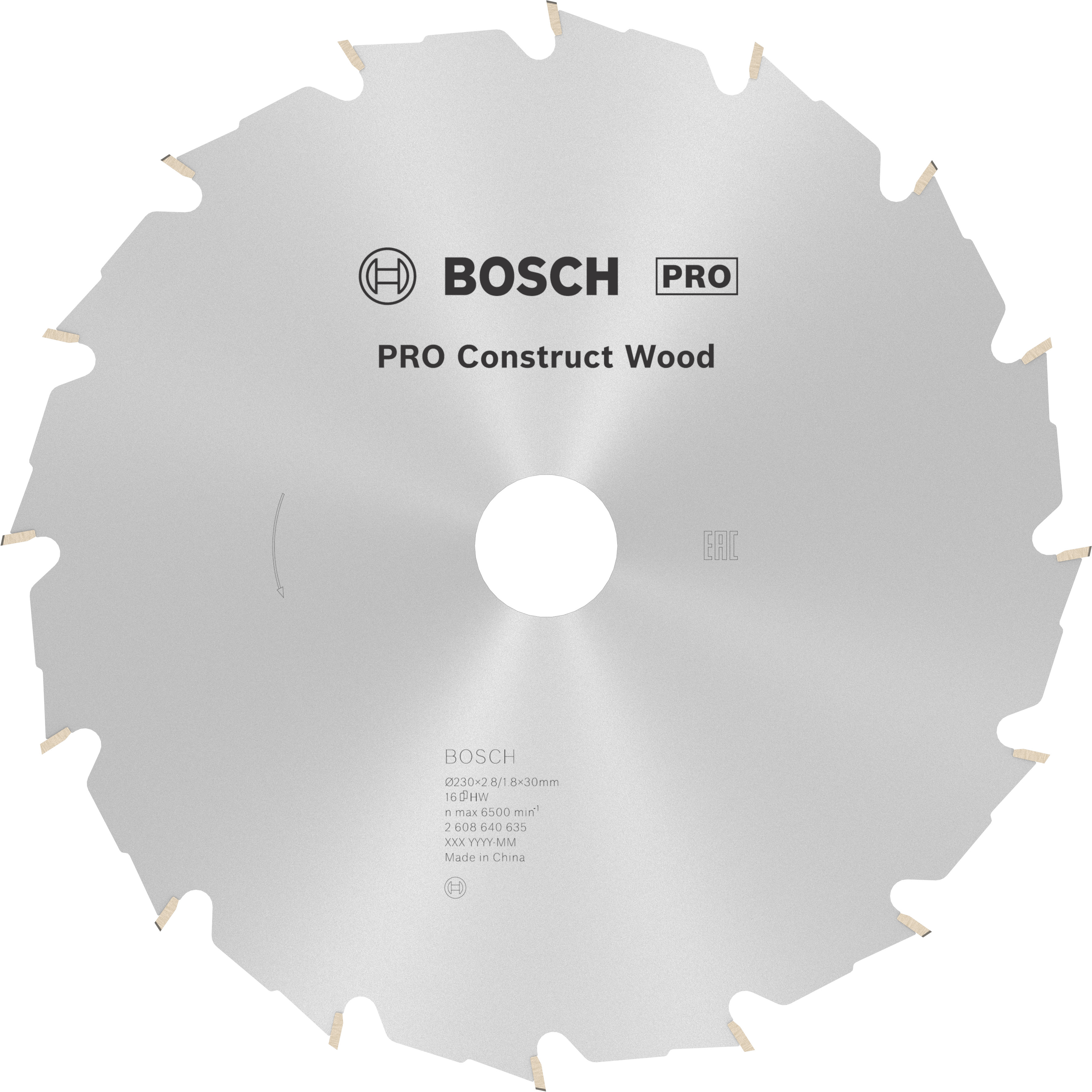Bosch Accessoires Cirkelzaagblad Construct Wood 230 x 30 x 2,8 mm, 16 1st - 2608640635