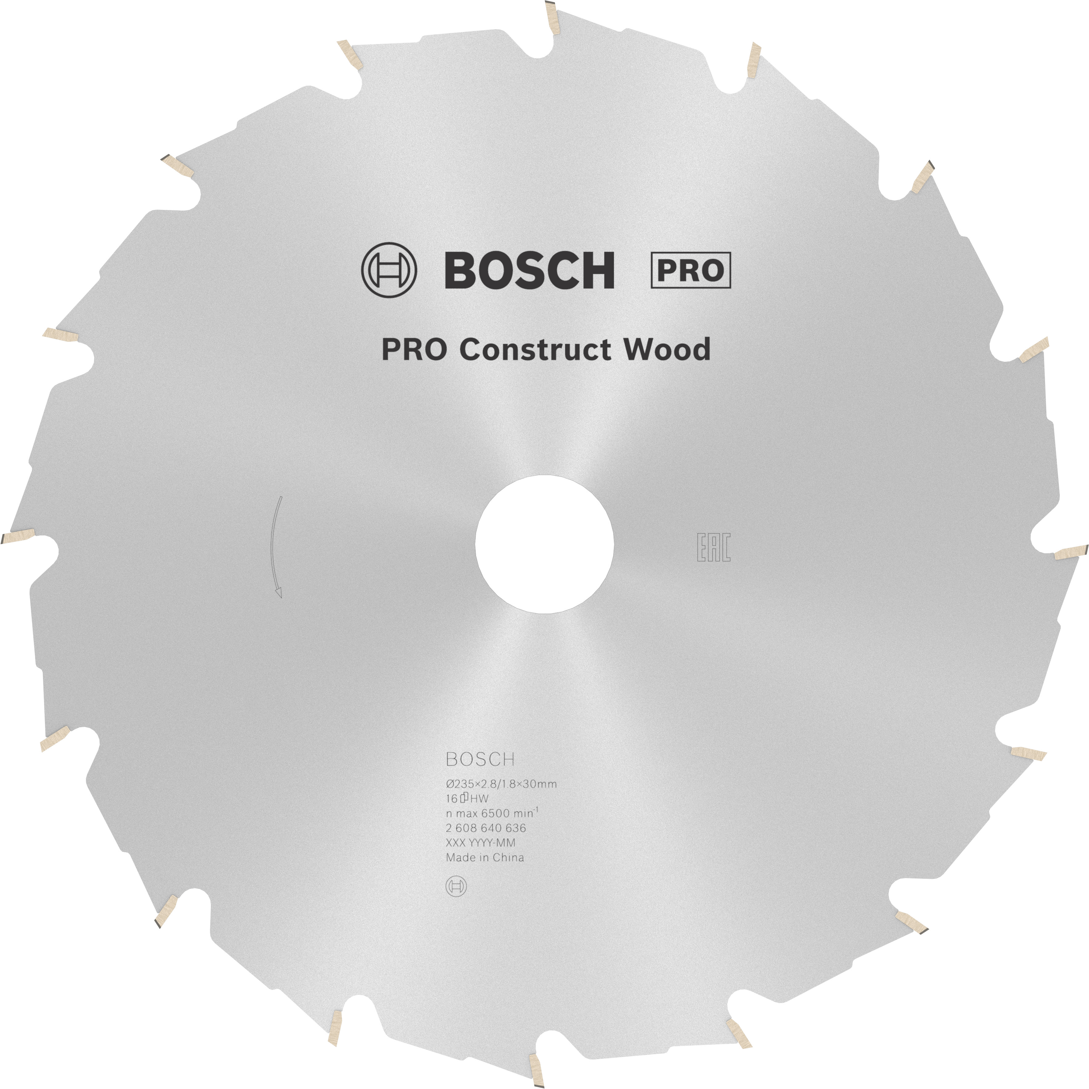 Bosch Accessoires Cirkelzaagblad Construct Wood 235 x 30/25 x 2,8 mm, 16 1st - 2608640636