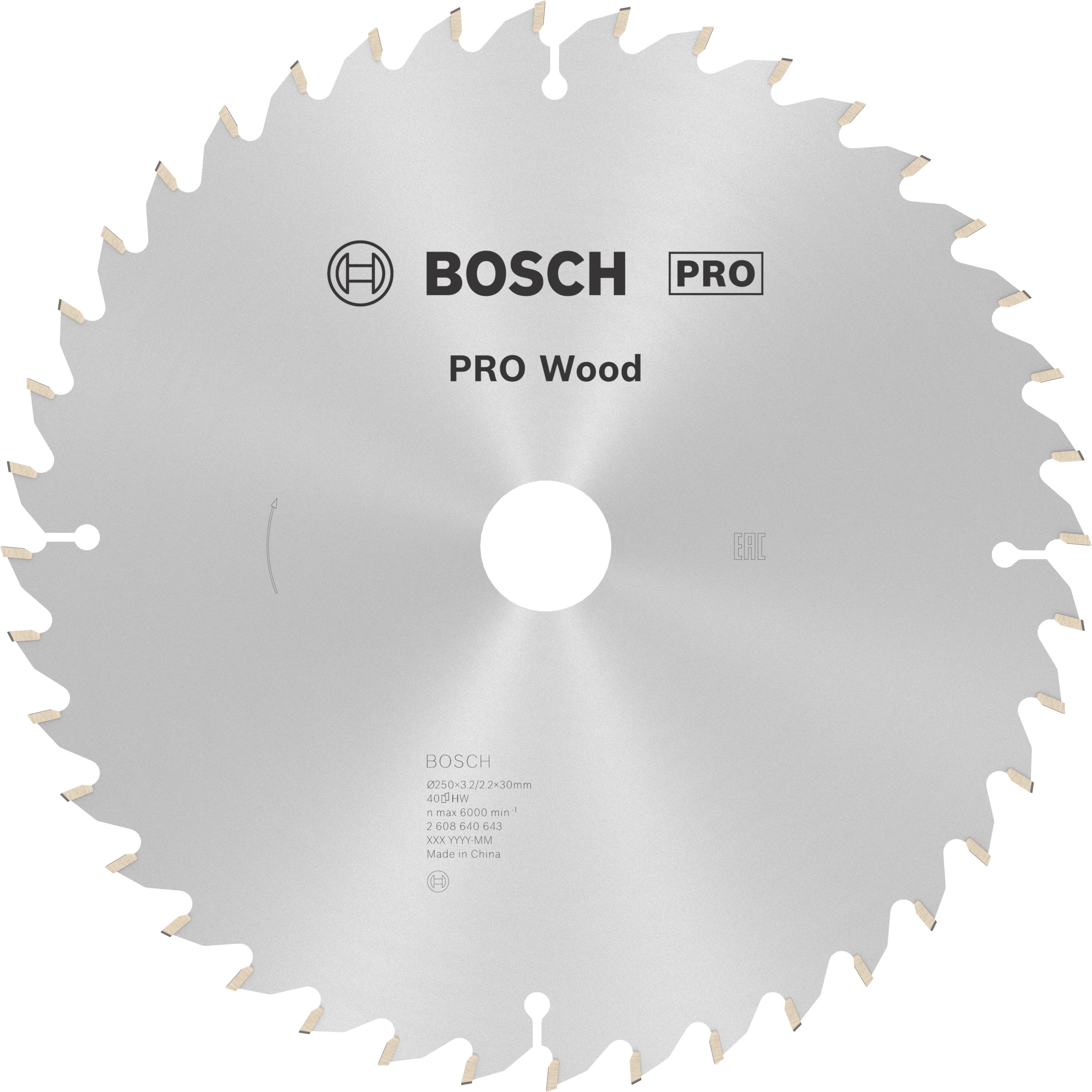 Bosch Accessoires Cirkelzaagblad Optiline Wood 250 x 30 x 3,2 mm, 40 1st - 2608640643