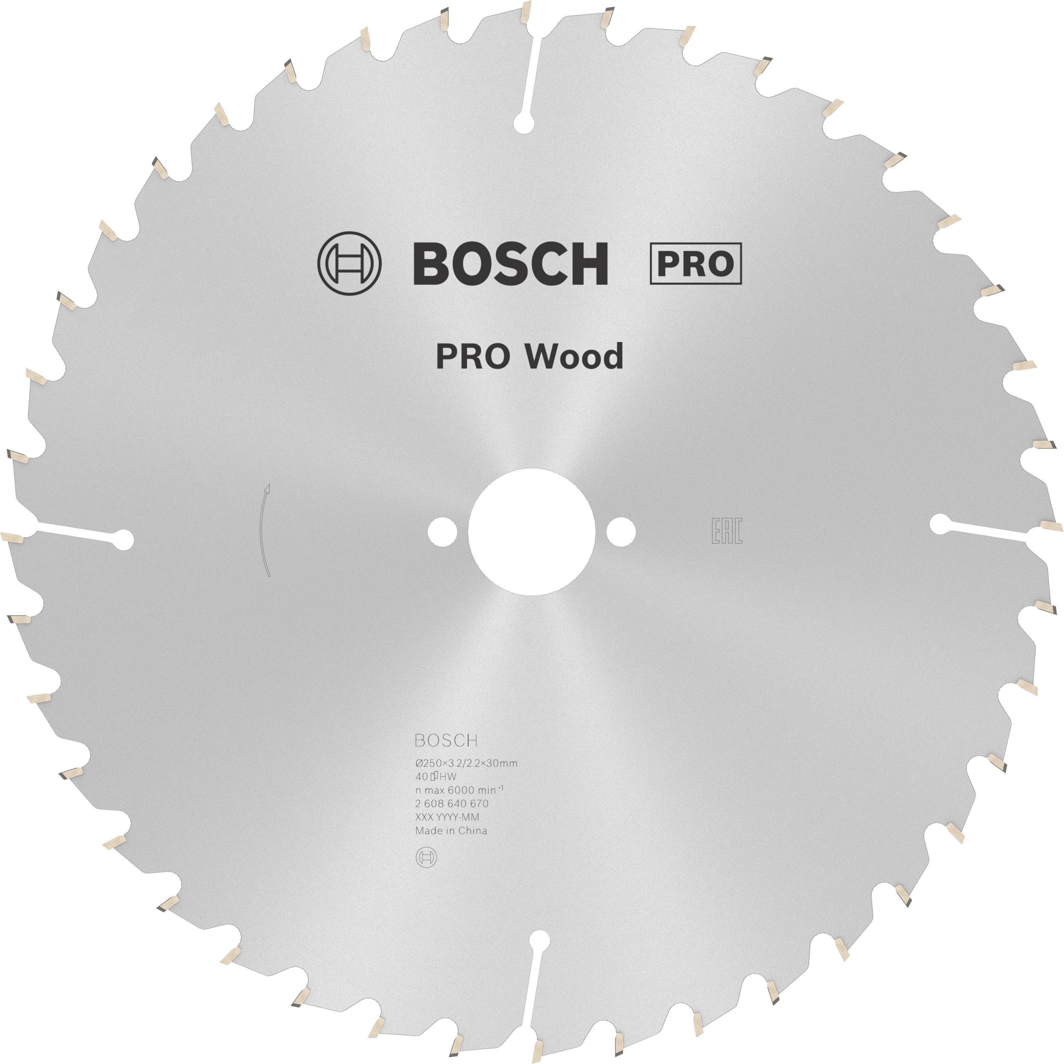 Bosch Accessoires Cirkelzaagblad Optiline Wood 250 x 30 x 3,2 mm, 40 1st - 2608640670