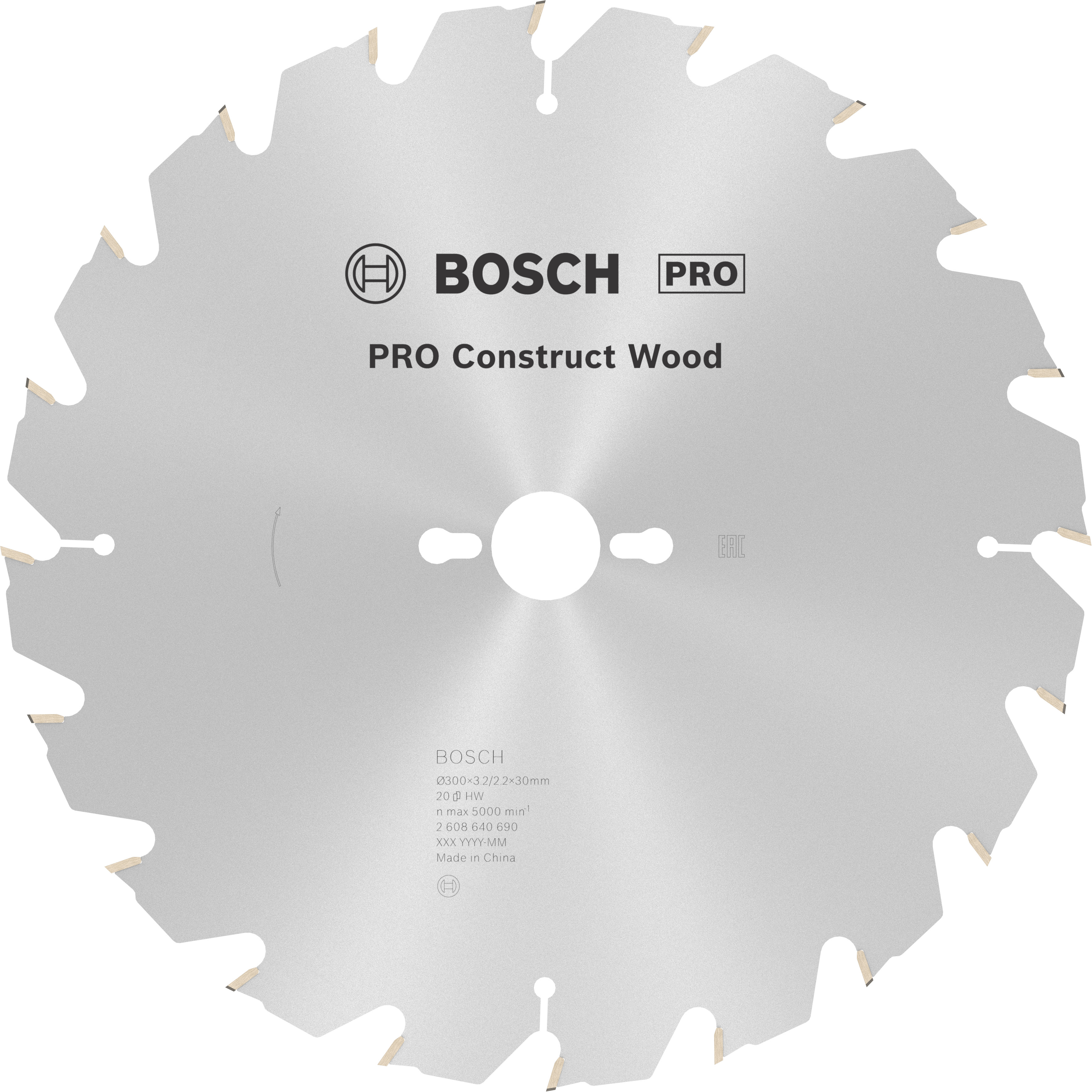 Bosch Accessoires Cirkelzaagblad Construct Wood 300 x 30 x 3,2 mm, 20 1st - 2608640690