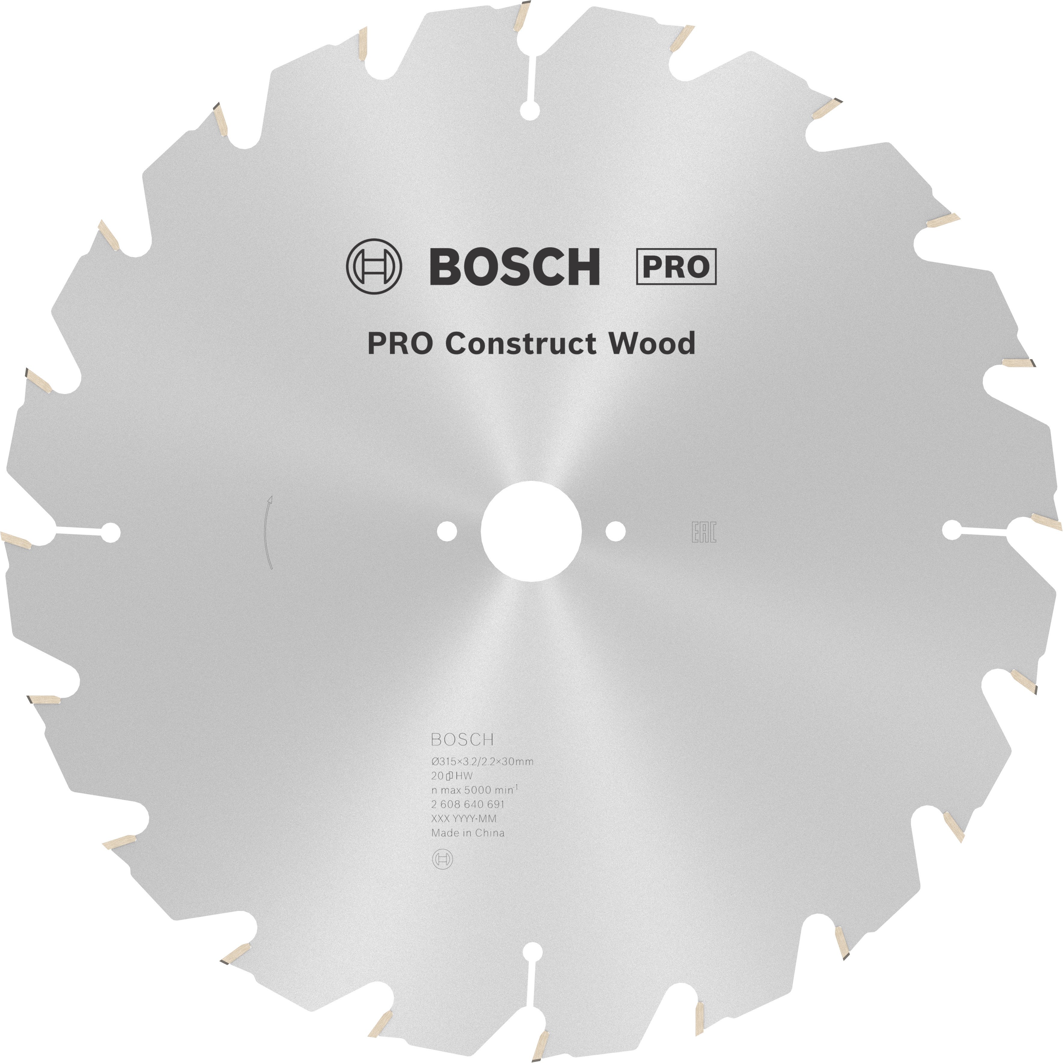 Bosch Accessoires Cirkelzaagblad Construct Wood 315 x 30 x 3,2 mm, 20 1st - 2608640691