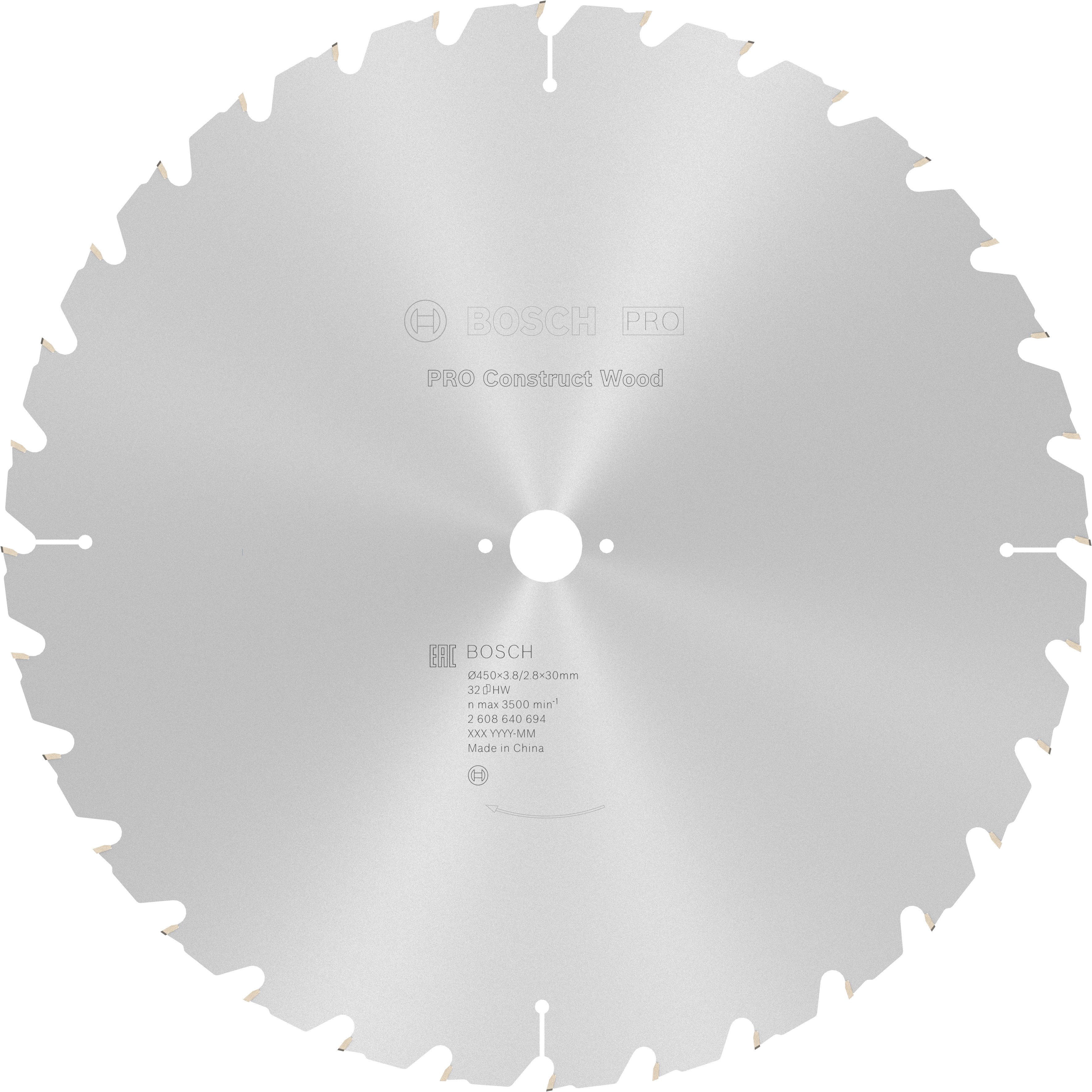 Bosch Accessoires Cirkelzaagblad Construct Wood 450 x 30 x 3,8 mm, 32 1st - 2608640694