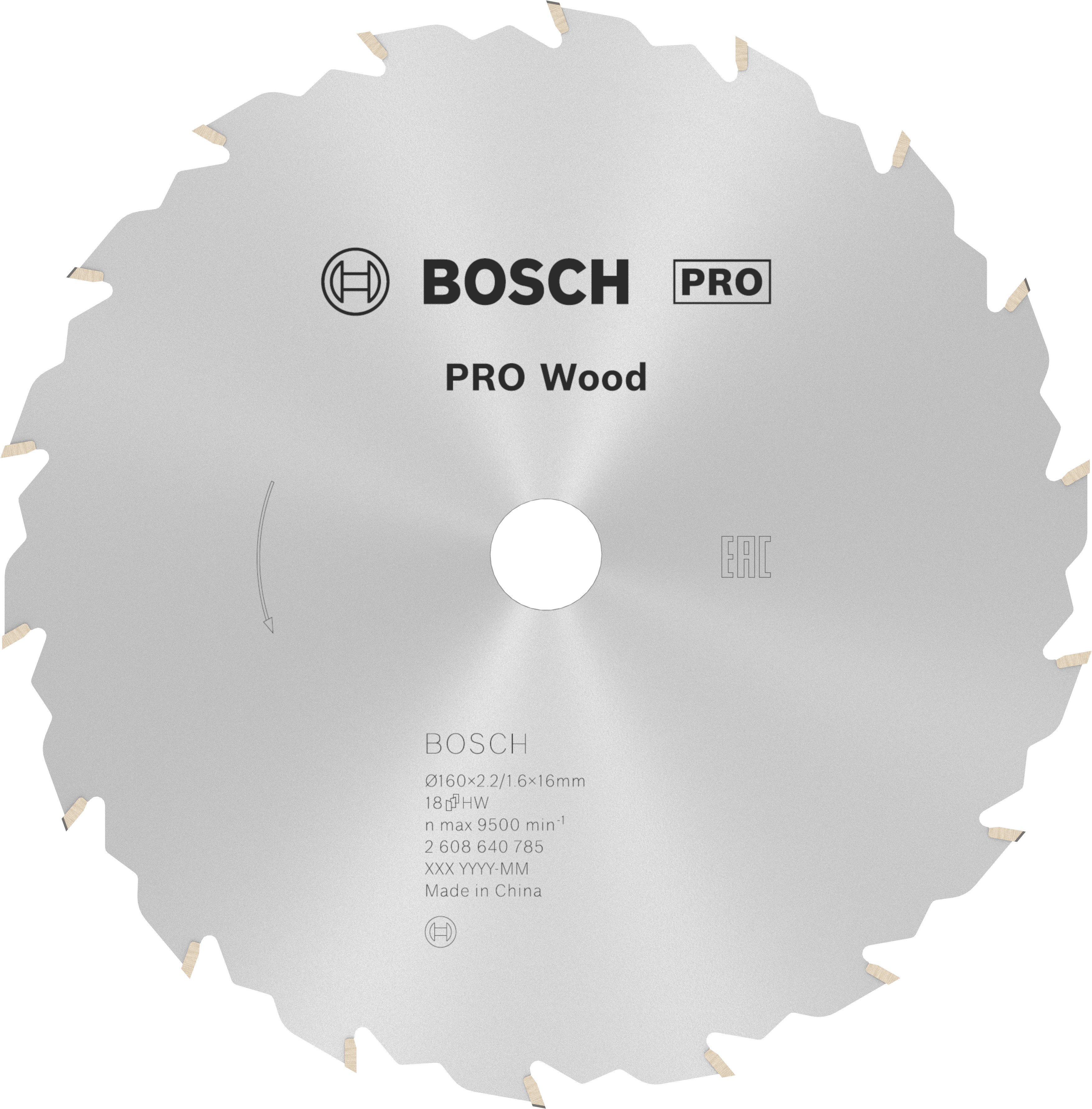 Bosch Accessoires Cirkelzaagblad Standard for Wood Speed 160 x 16 x 2,4 mm, 18 1st - 2608640785