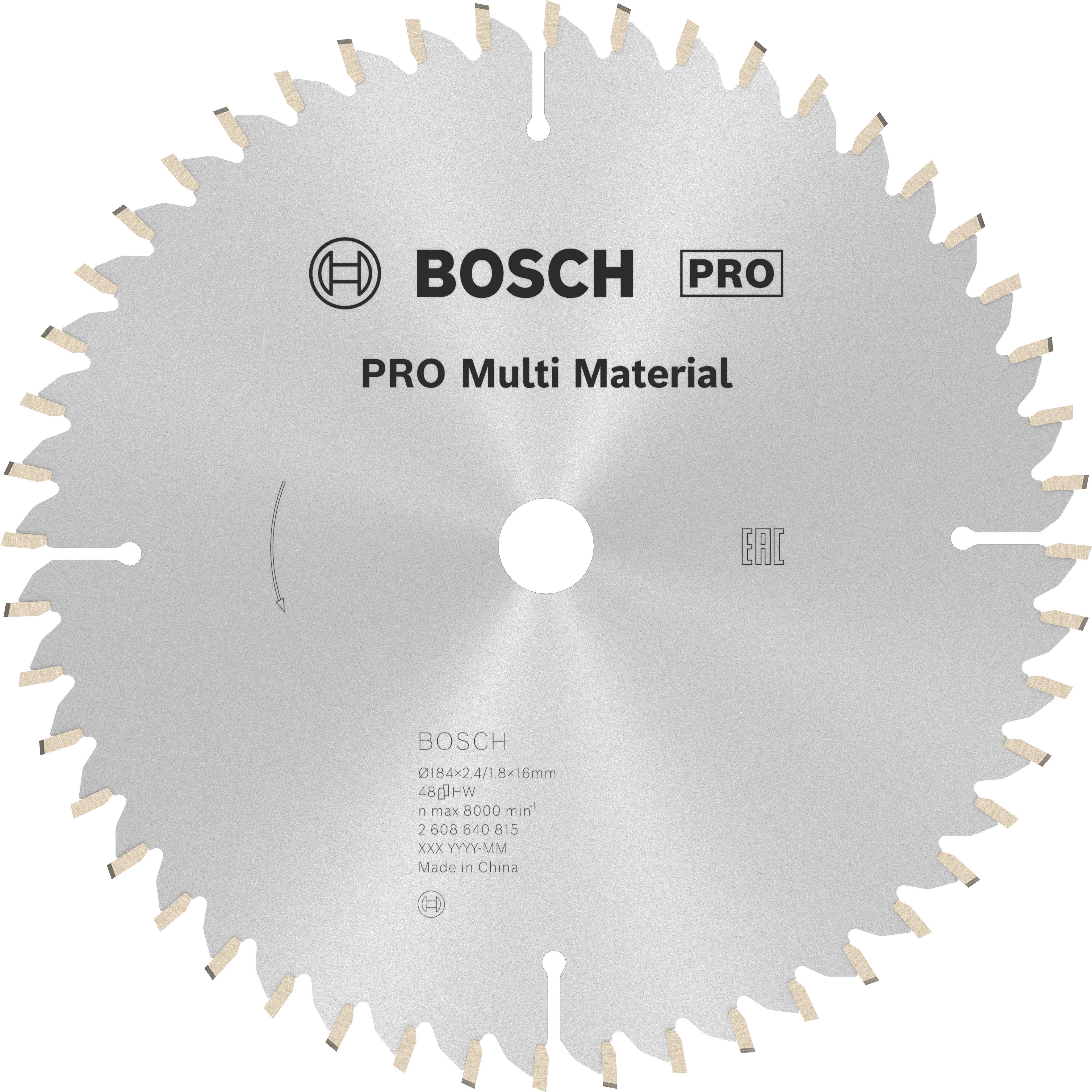 Bosch Accessoires Cirkelzaagblad Multi Material 184 x 16 x 2,4 mm, 48 1st - 2608640815