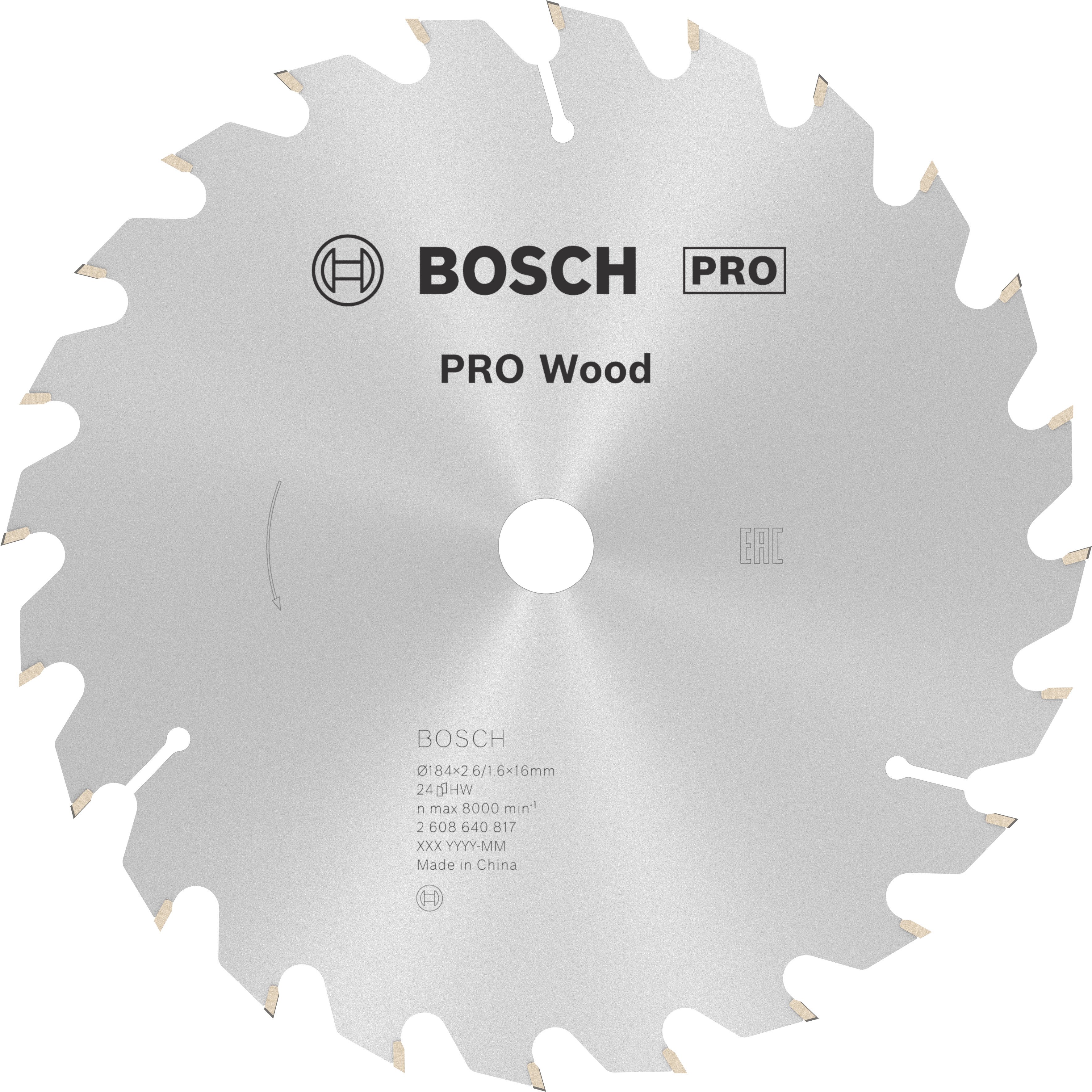 Bosch Accessoires Cirkelzaagblad Optiline Wood 184 x 16 x 2,6 mm, 24 1st - 2608640817