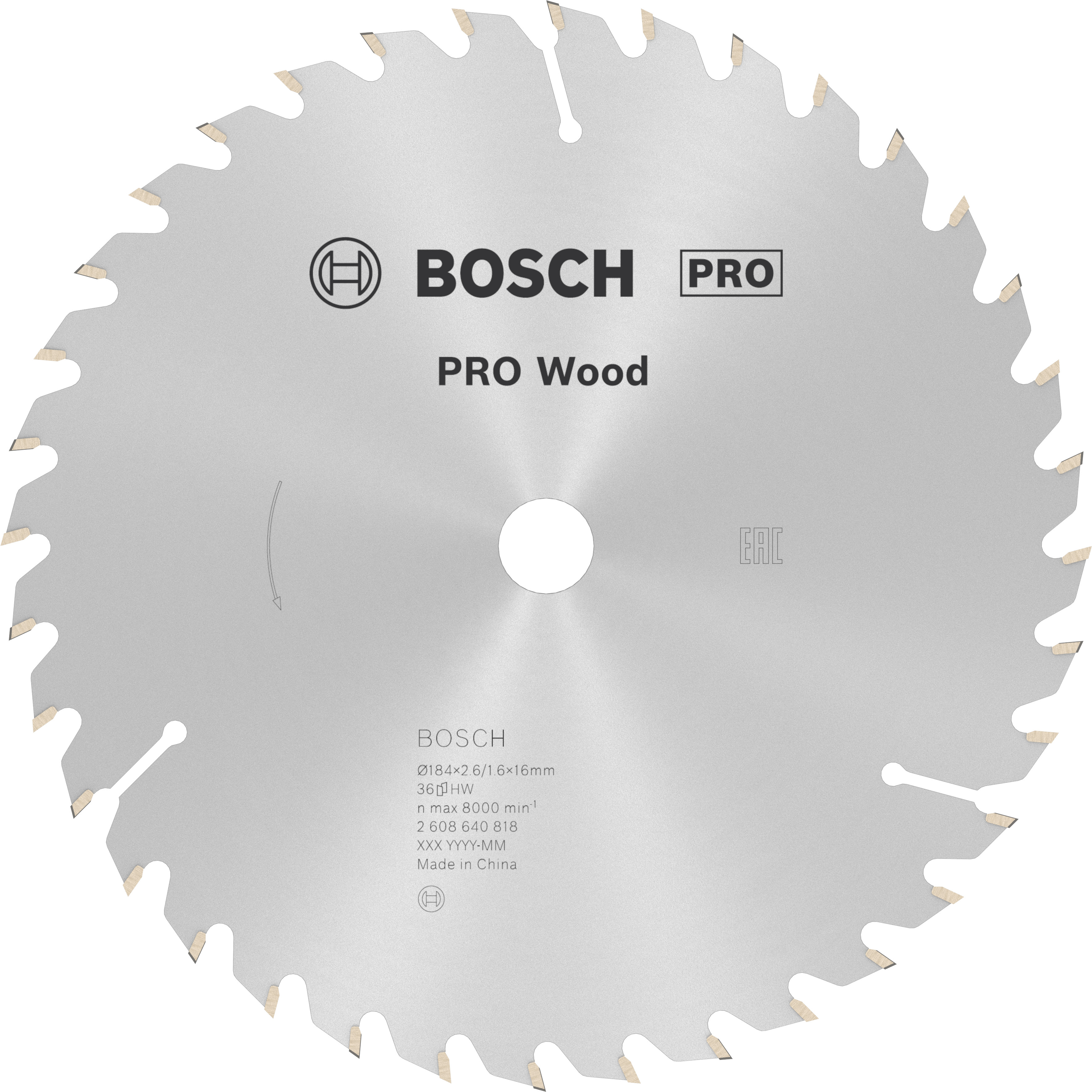 Bosch Accessoires Cirkelzaagblad Optiline Wood 184 x 16 x 2,6 mm, 36 1st - 2608640818