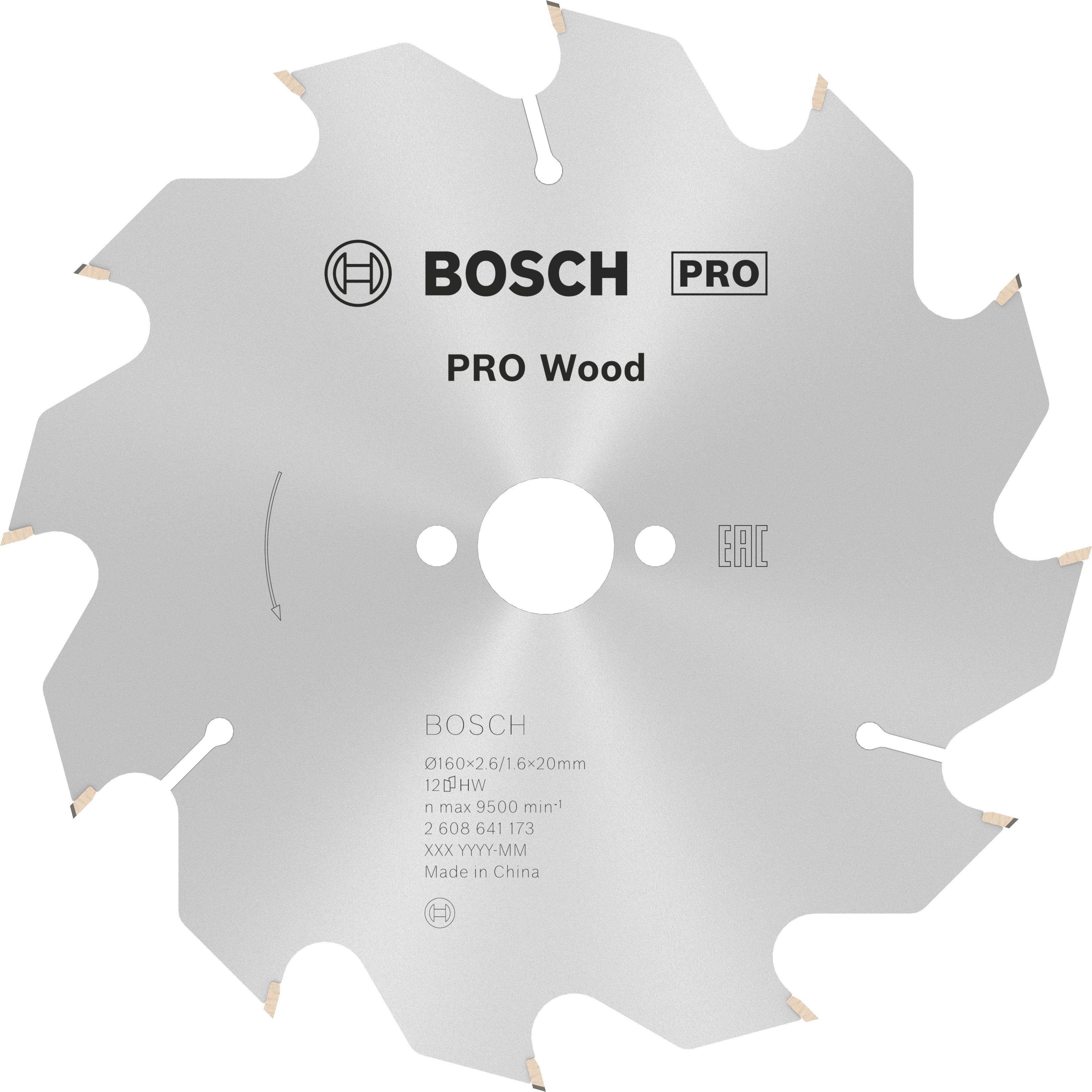 Bosch Accessoires Cirkelzaagblad 160x20/16x2,6 mm, 12T - 2608641173