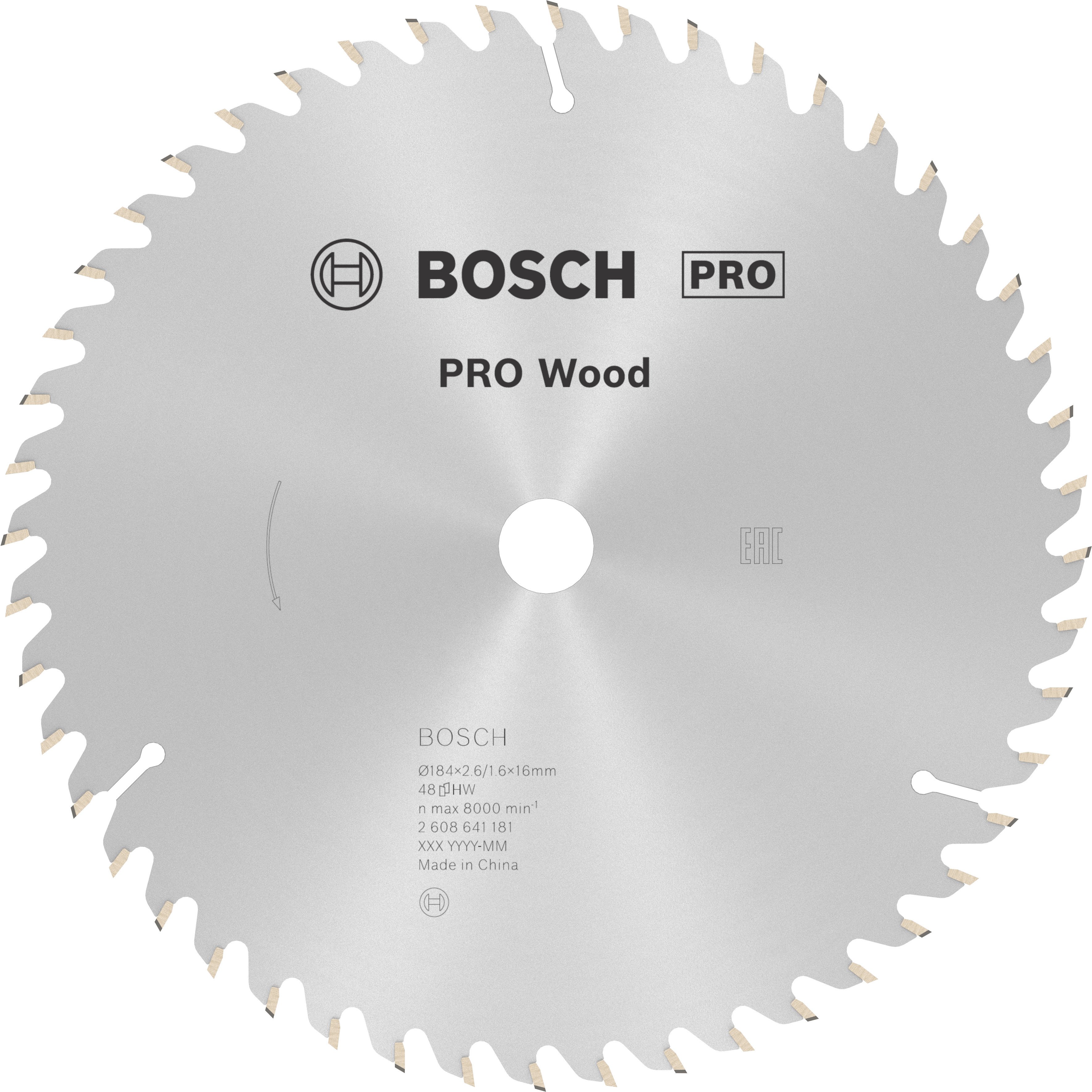 Bosch Accessoires Cirkelzaagblad Optiline Wood 184 x 16 x 2,6 mm, 48 1st - 2608641181