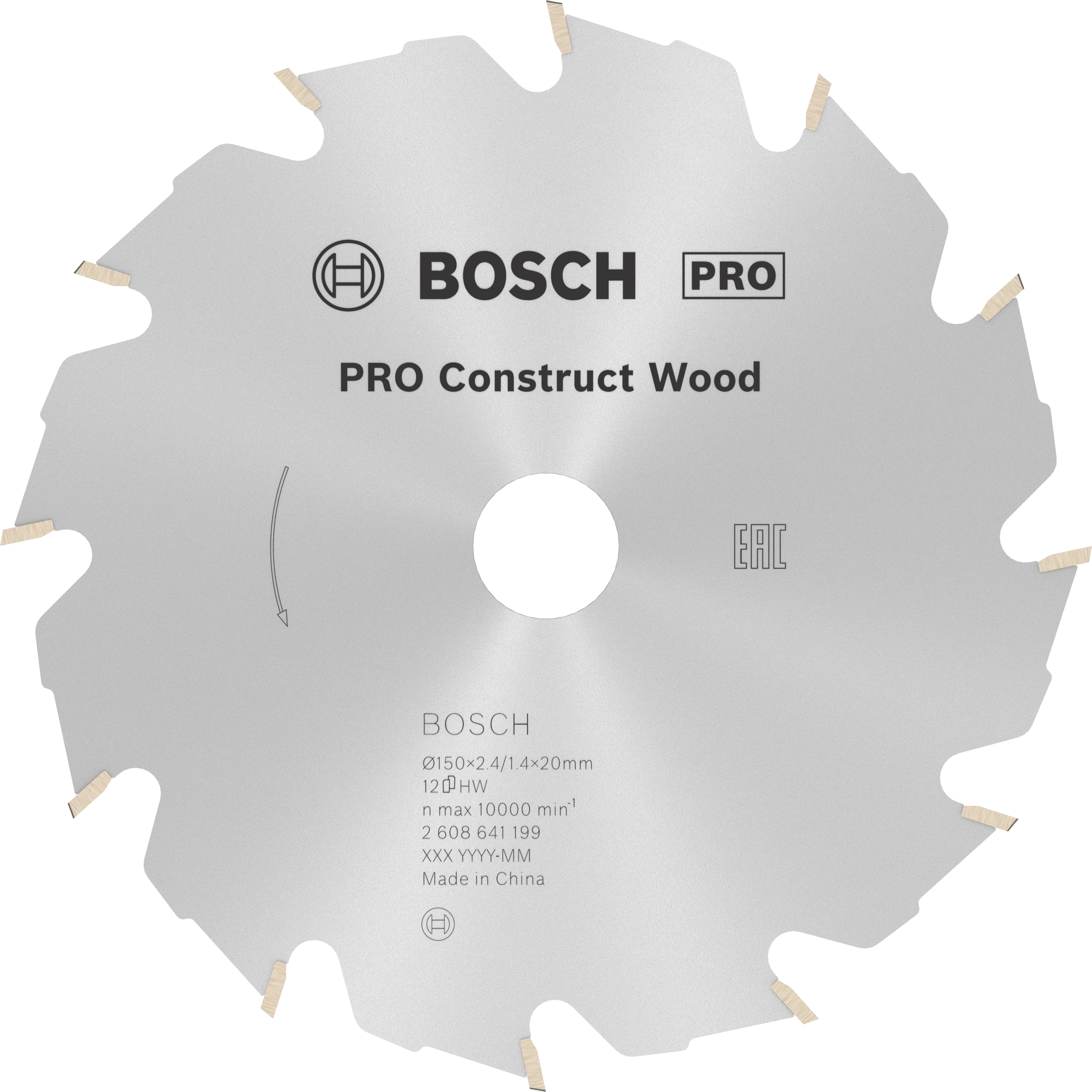 Bosch Accessoires Cirkelzaagblad Construct Wood 150 x 20/16 x 2,4 mm, 12 1st - 2608641199