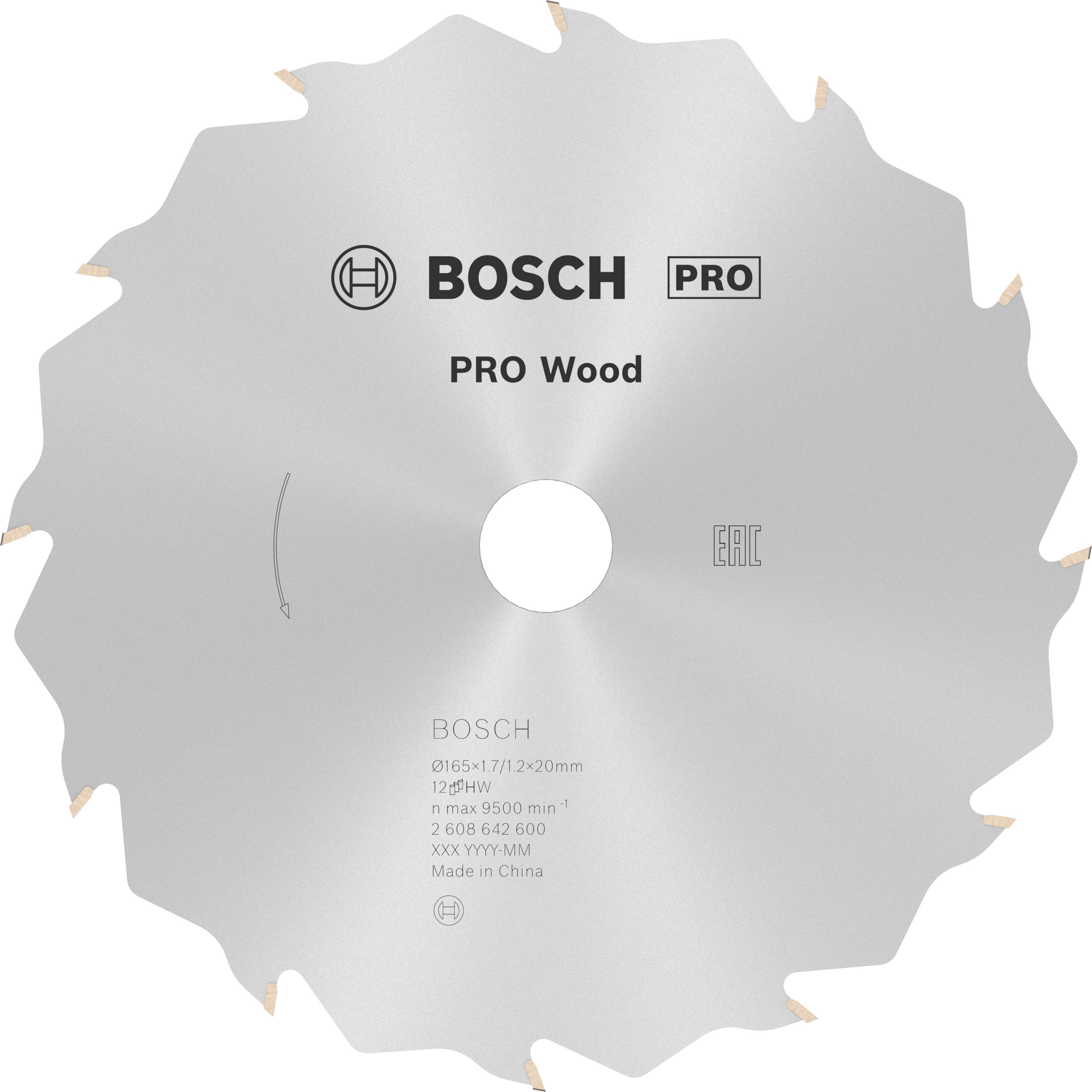 Bosch Accessoires Cirkelzaagblad Standard for Wood Speed 165 x 20/16 x 1,7 mm, 12 1st - 2608642600