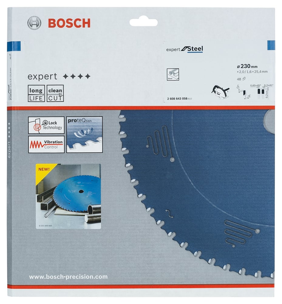 Bosch Accessoires Cirkelzaagblad Expert for Steel 230 x 25,4 x 2,0 mm, 48 - 1 stuk(s) - 2608643058 - 2608643058