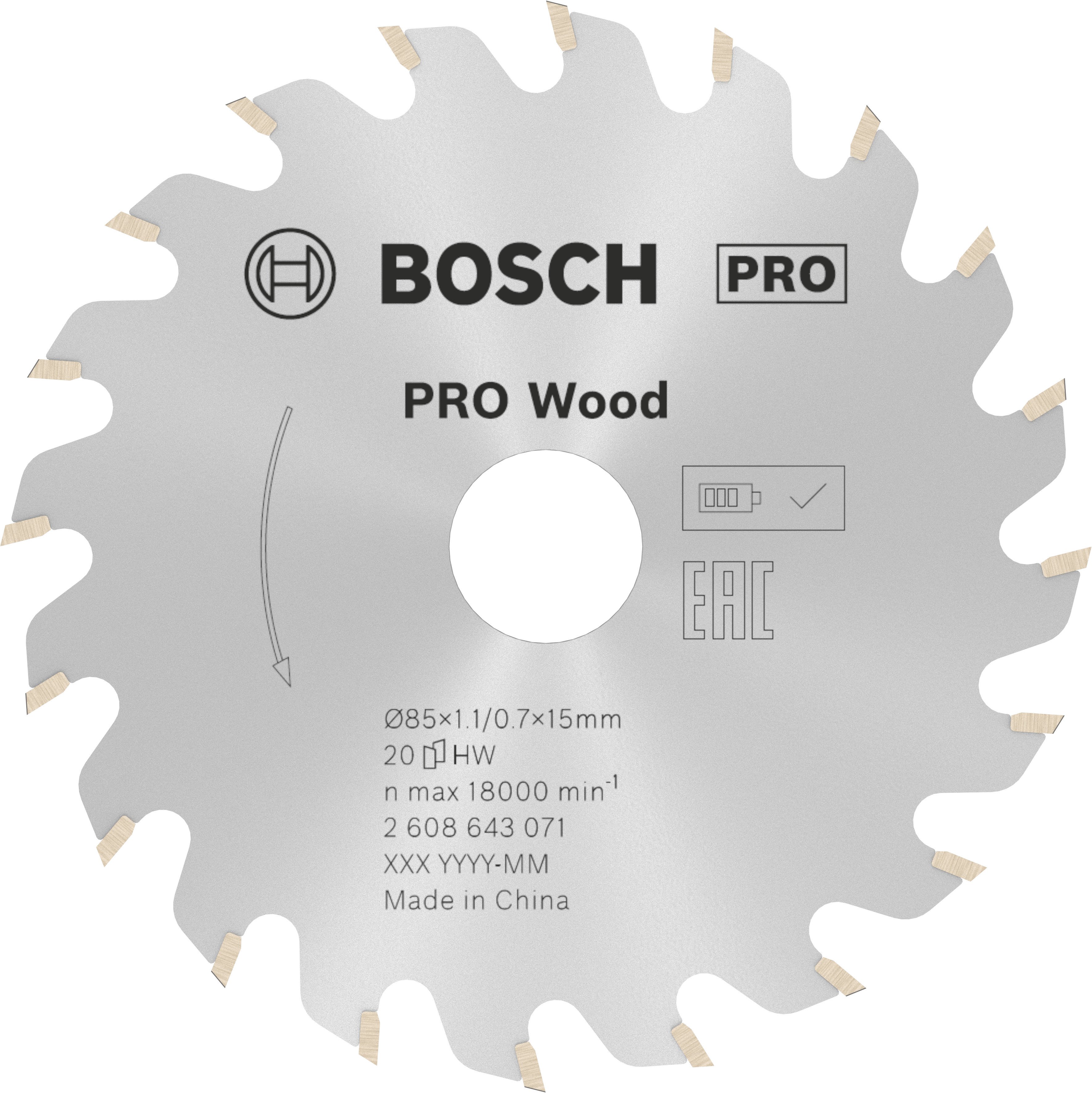 Bosch Accessoires Cirkelzaagblad standard for wood 85mm | voor GKS 10,8 - 2608643071