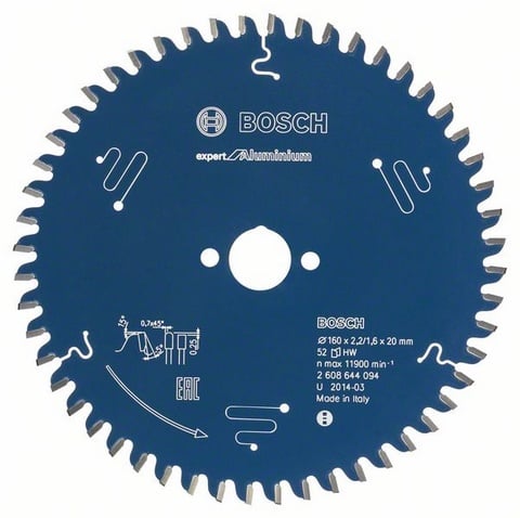 Bosch Accessoires Cirkelzaagblad Expert for Aluminium 160x20x2.2/1.6x52T - 2608644094