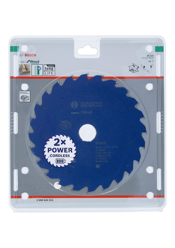 Bosch Accessoires Expert for Wood cirkelzaagblad voor accuzagen 210x1,7/1,2x30 T24 - 1 stuk(s) - 2608644516 - 2608644516