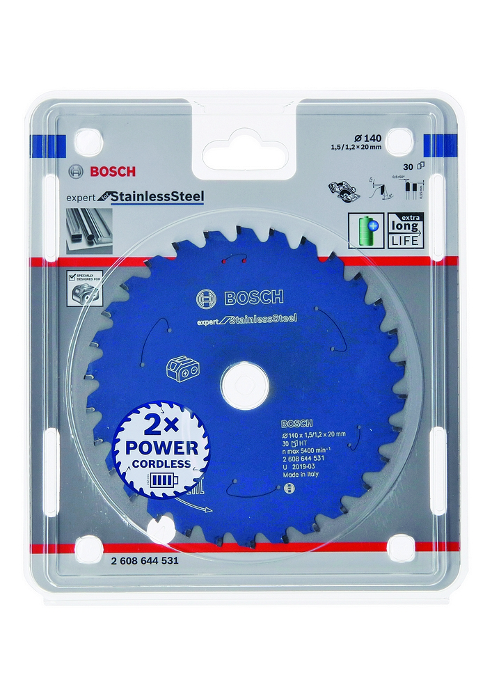 Bosch Accessoires Expert for Stainless Steel cirkelzaagblad voor accuzagen 140x1,5/1,2x20 T30 - 1 stuk(s) - 2608644531 - 2608644531