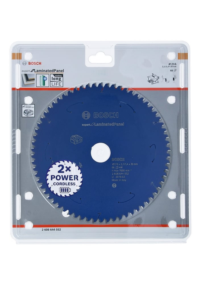 Bosch Accessoires Expert for Laminated Panel cirkelzaagblad voor accuzagen 216x2,1/1,4x30 T66 - 1 stuk(s) - 2608644552 - 2608644552