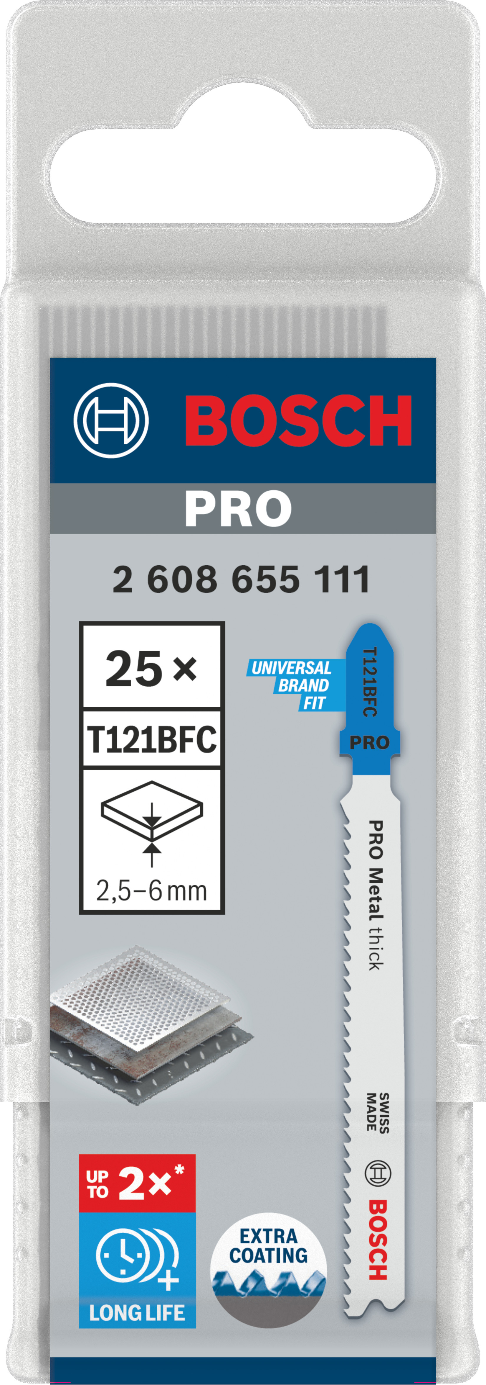 Bosch Accessoires PRO Metal thick T121BFC decoupeerzaagblad | 92 mm | 25-delig - 2608655111