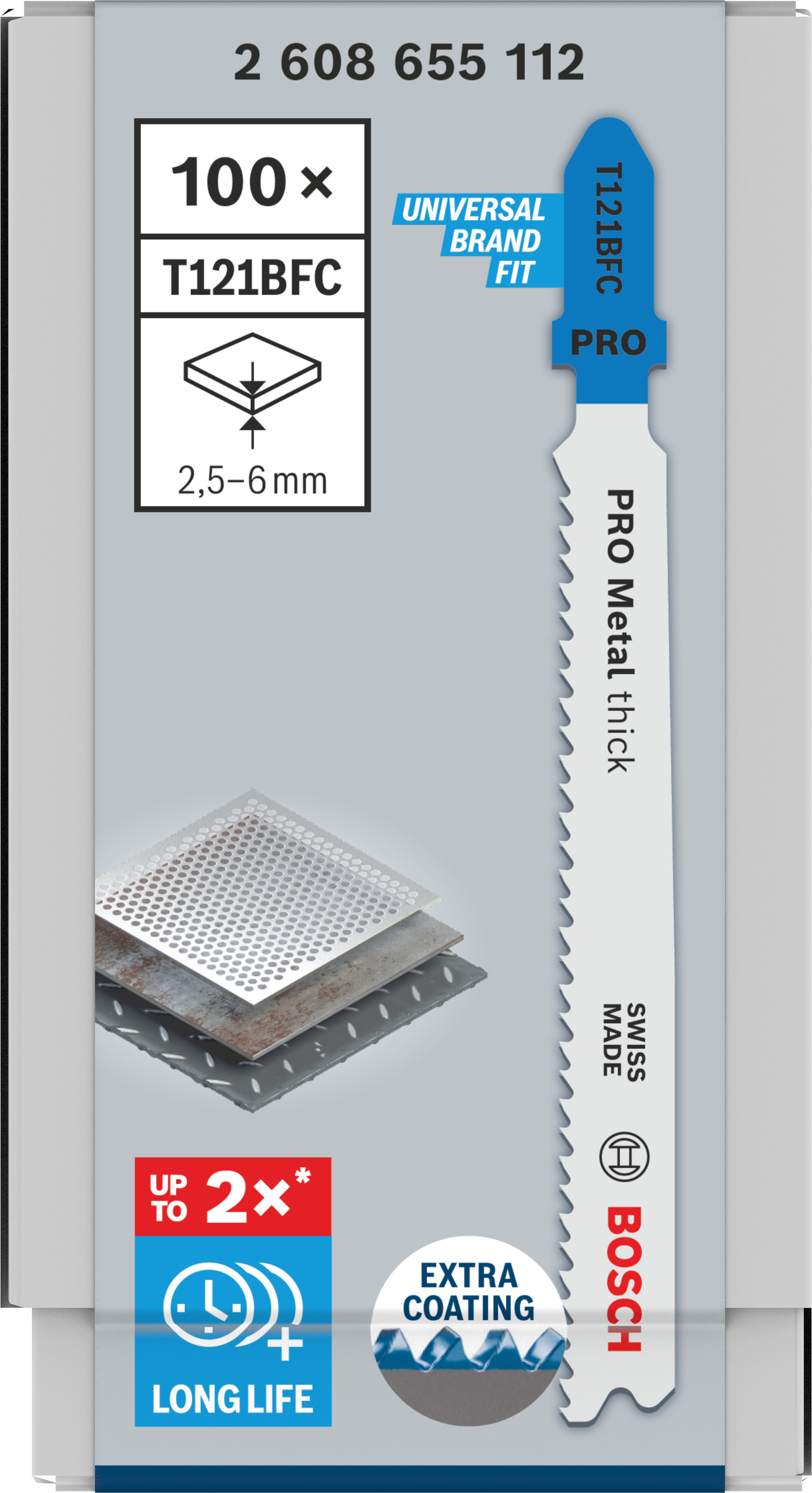 Bosch Accessoires PRO Metal thick T121BFC decoupeerzaagblad | 92 mm | 100-delig - 2608655112