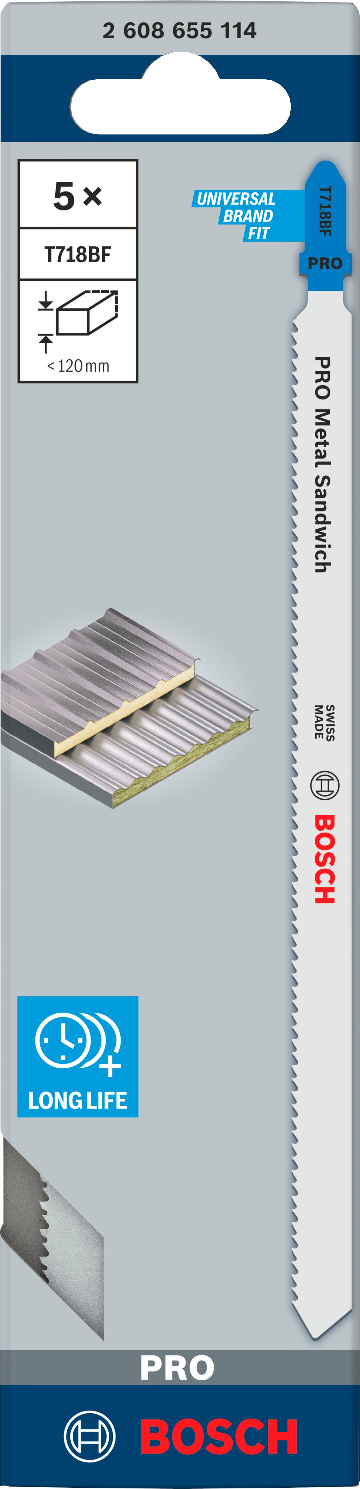 Bosch Accessoires PRO Metal Sandwich T718BF decoupeerzaagbladen | 180 mm | 5 stuks - 2608655114