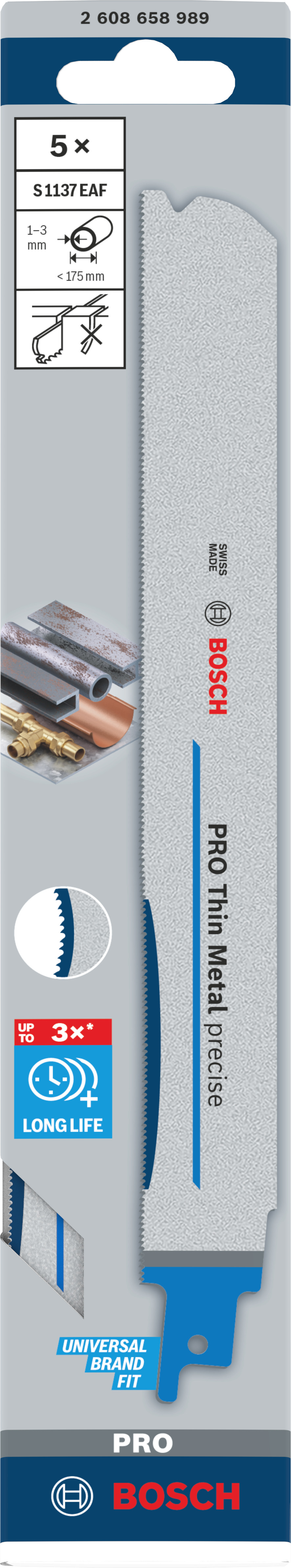 Bosch Accessoires PRO Thin Metal precise S1137EAF zaagblad | 1 |1 x 25 x 225 mm | 5-delig - 2608658989