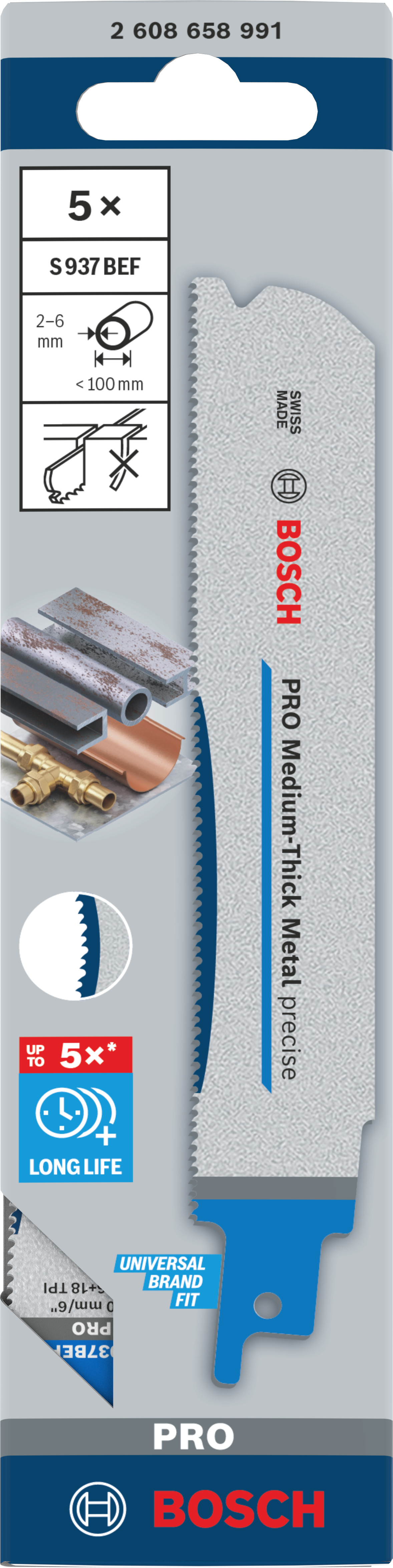 Bosch Accessoires PRO Medium-Thick Metal precise S937BEF zaagblad | 1 |1 x 25 x 150 mm | 5-delig - 2608658991
