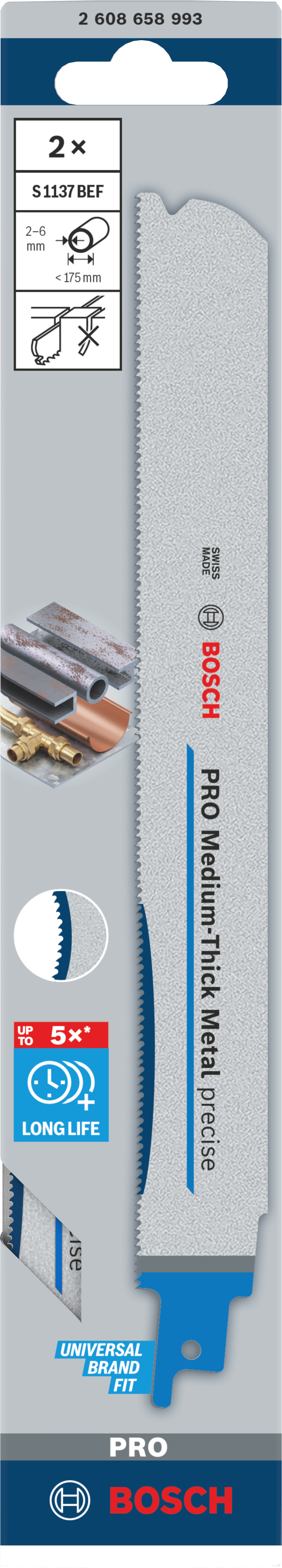 Bosch Accessoires PRO Medium-Thick Metal precise S1137BEF zaagblad | 1 |1 x 25 x 225 mm | 2-delig - 2608658993