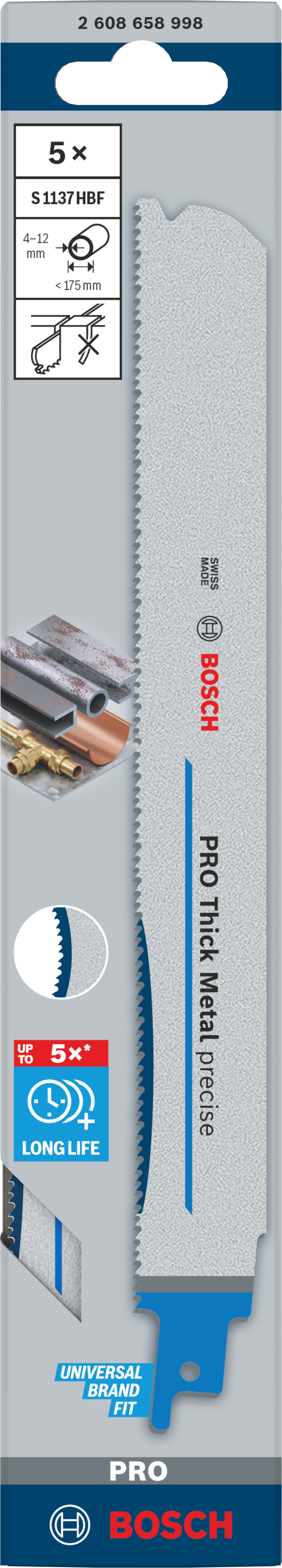 Bosch Accessoires PRO Thick Metal precise S1137HBF zaagblad | 1 |1 x 25 x 225 mm | 5-delig - 2608658998