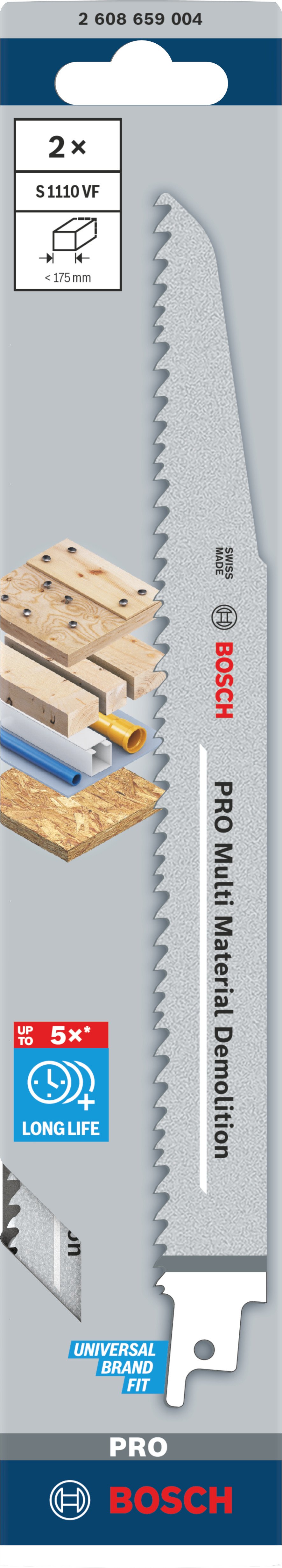 Bosch Accessoires PRO Multi Material Demolition S1110VF zaagblad | 1 |6 x 22 x 225 mm | 2-delig - 2608659004