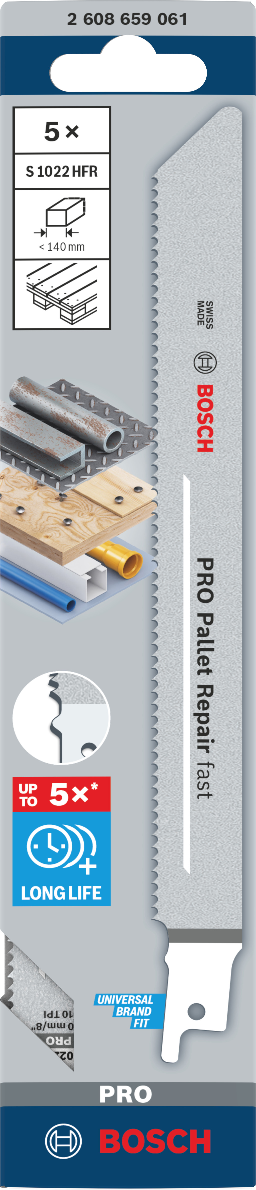 Bosch Accessoires PRO Pallet Repair fast S1022HFR zaagblad | 0 |9 x 19 x 200 mmm 5 stuks - 2608659061