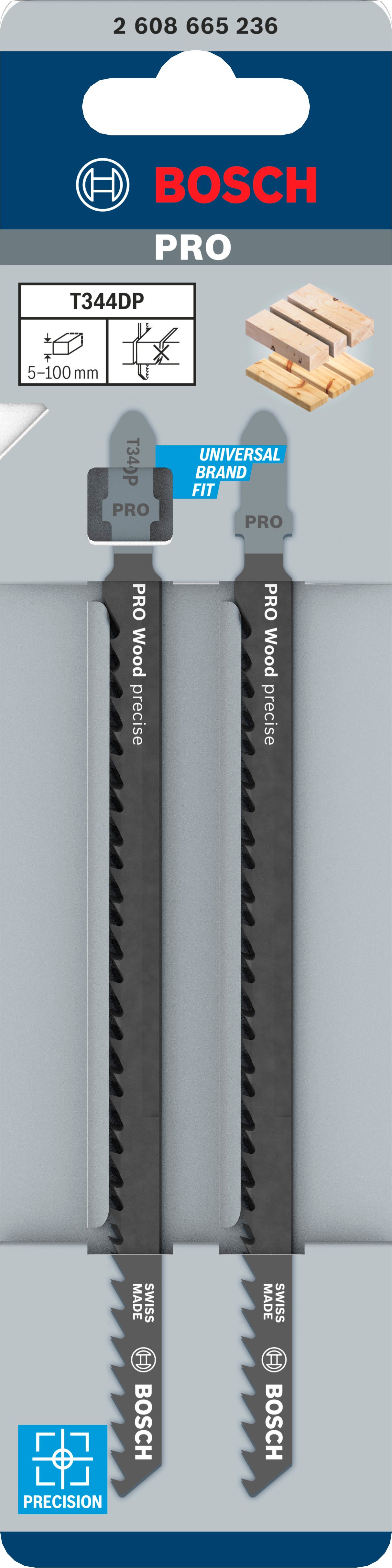 Bosch Accessoires PRO Wood precise T344DP decoupeerzaagblad | 152 mm | 2-delig - 2608665236