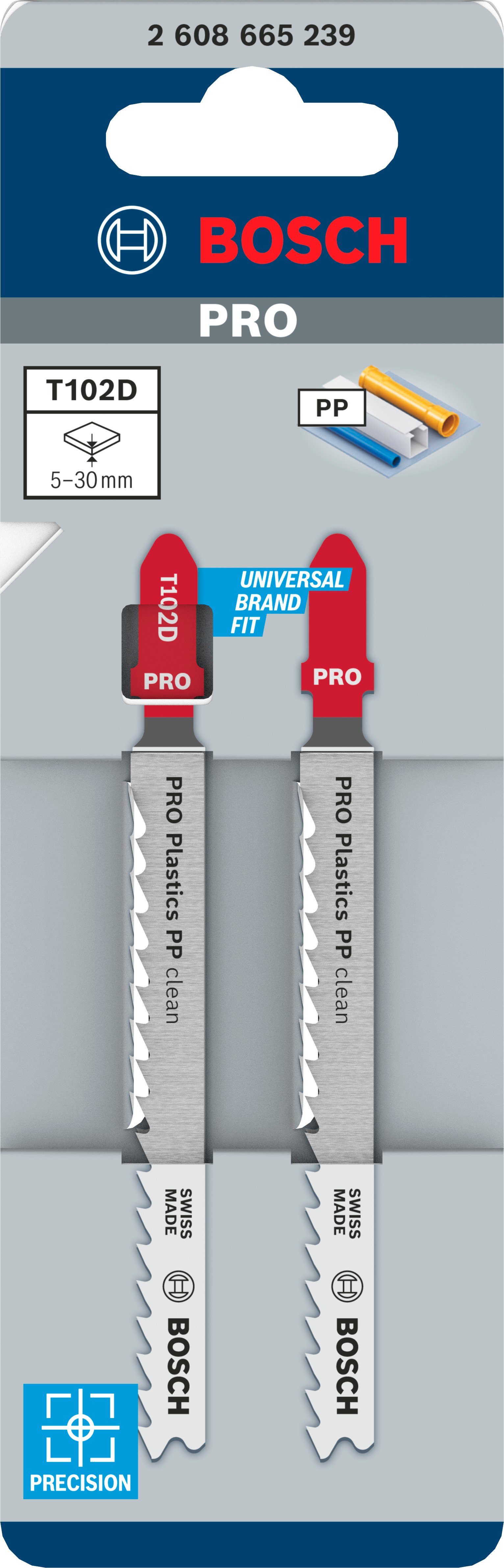 Bosch Accessoires PRO Plastics PP clean T102D decoupeerzaagblad | 100 mm | 2-delig - 2608665239