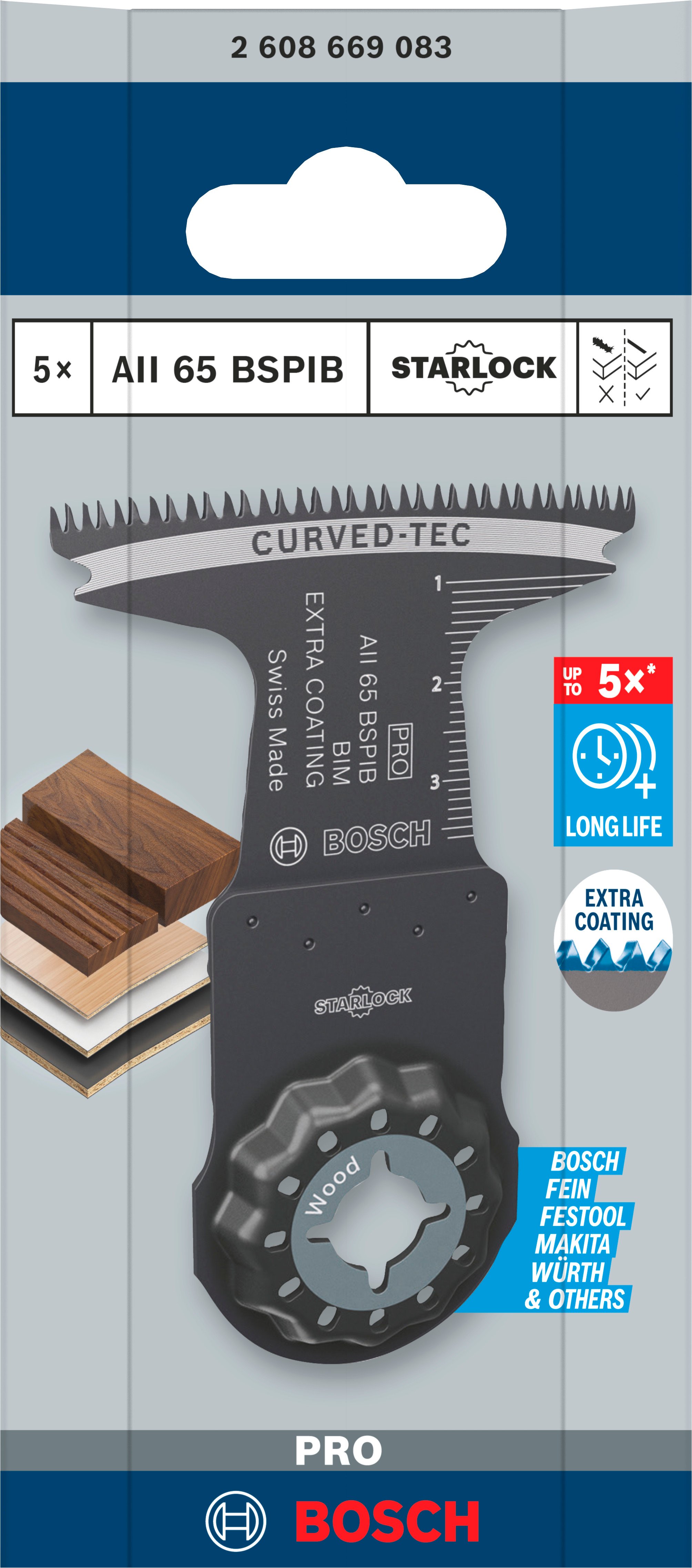 Bosch Accessoires PRO AII 65 BSPIB invalzaagblad | 65 x 40 mm | 5 stuks - 2608669083