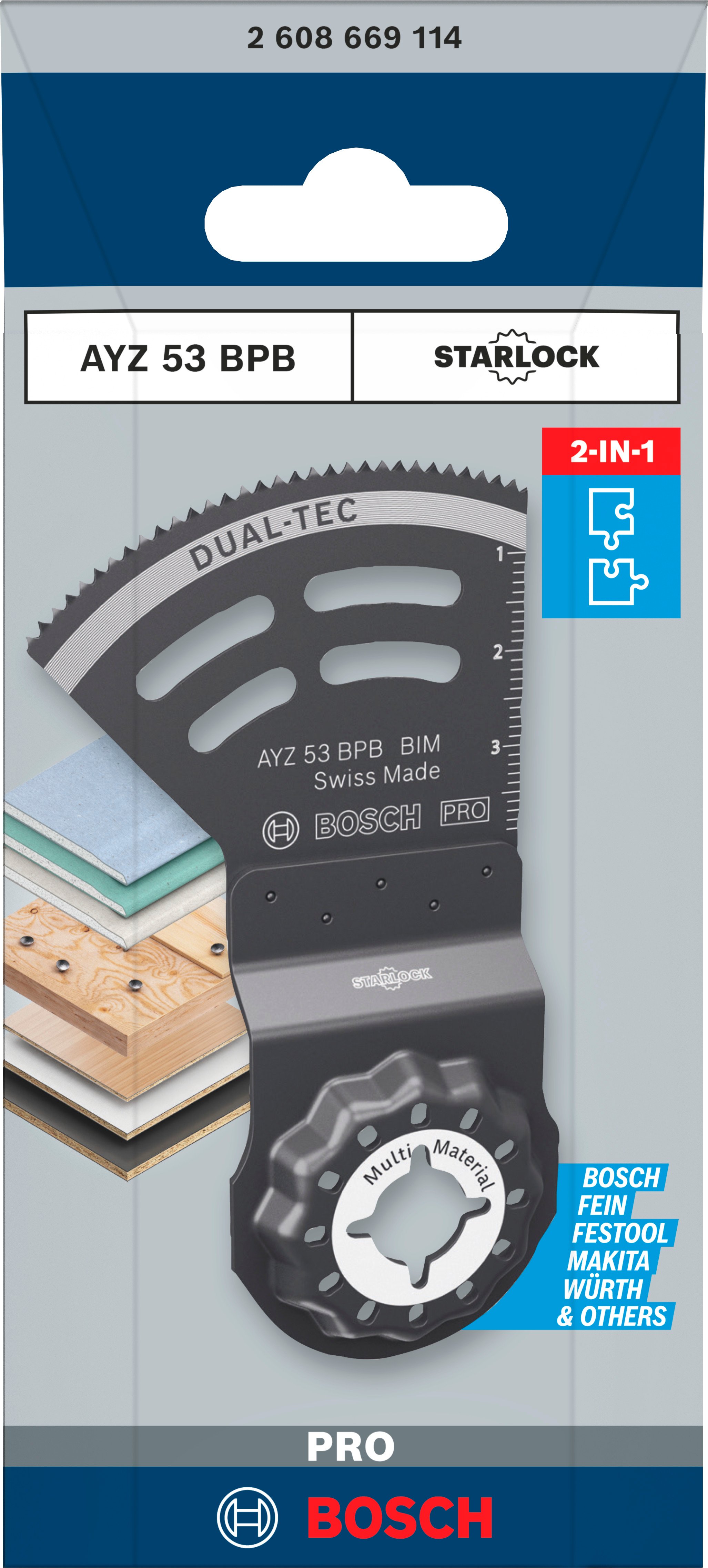 Bosch Accessoires PRO AYZ 53 BPB Multitool zaagblad | 53 x 40 mm - 2608669114