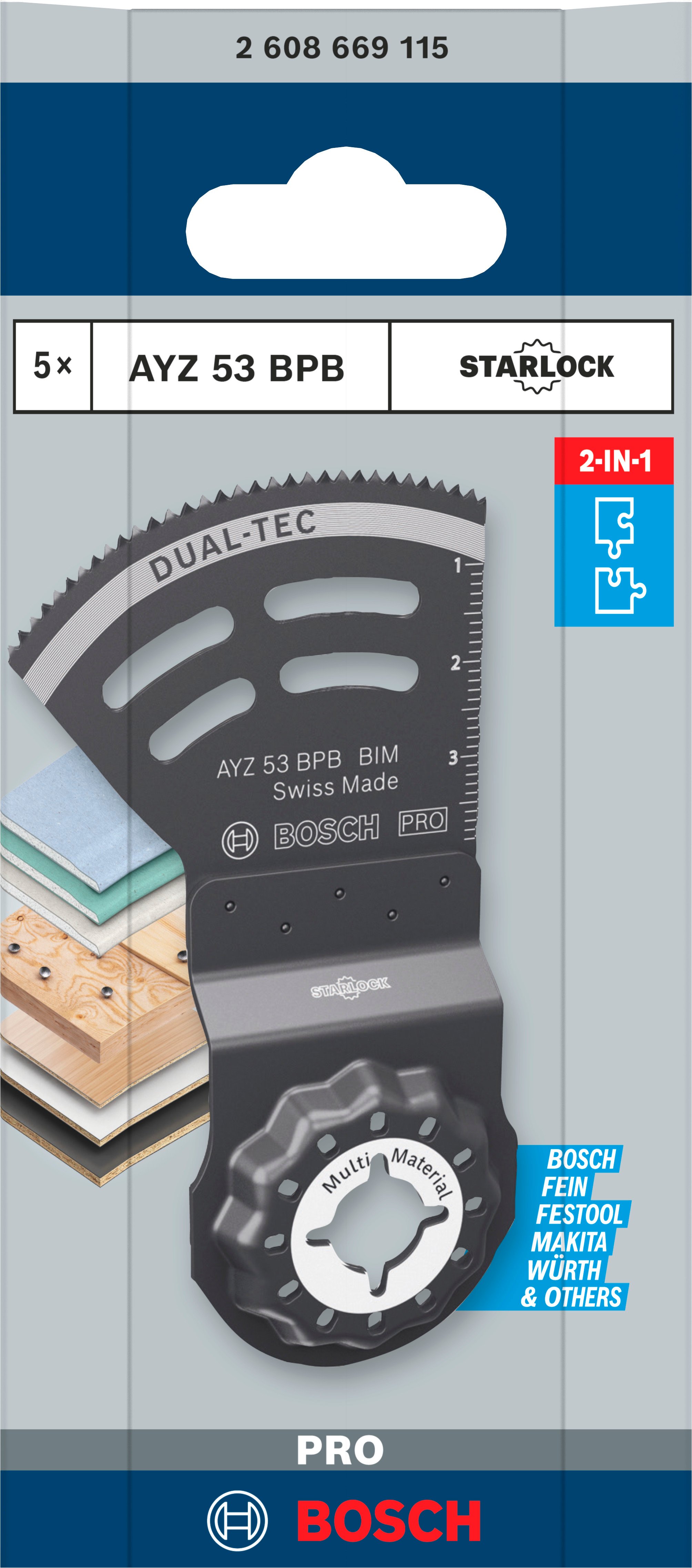 Bosch Accessoires PRO AYZ 53 BPB Dual-Tec zaagblad | 53 x 40 mm | 5 stuks - 2608669115