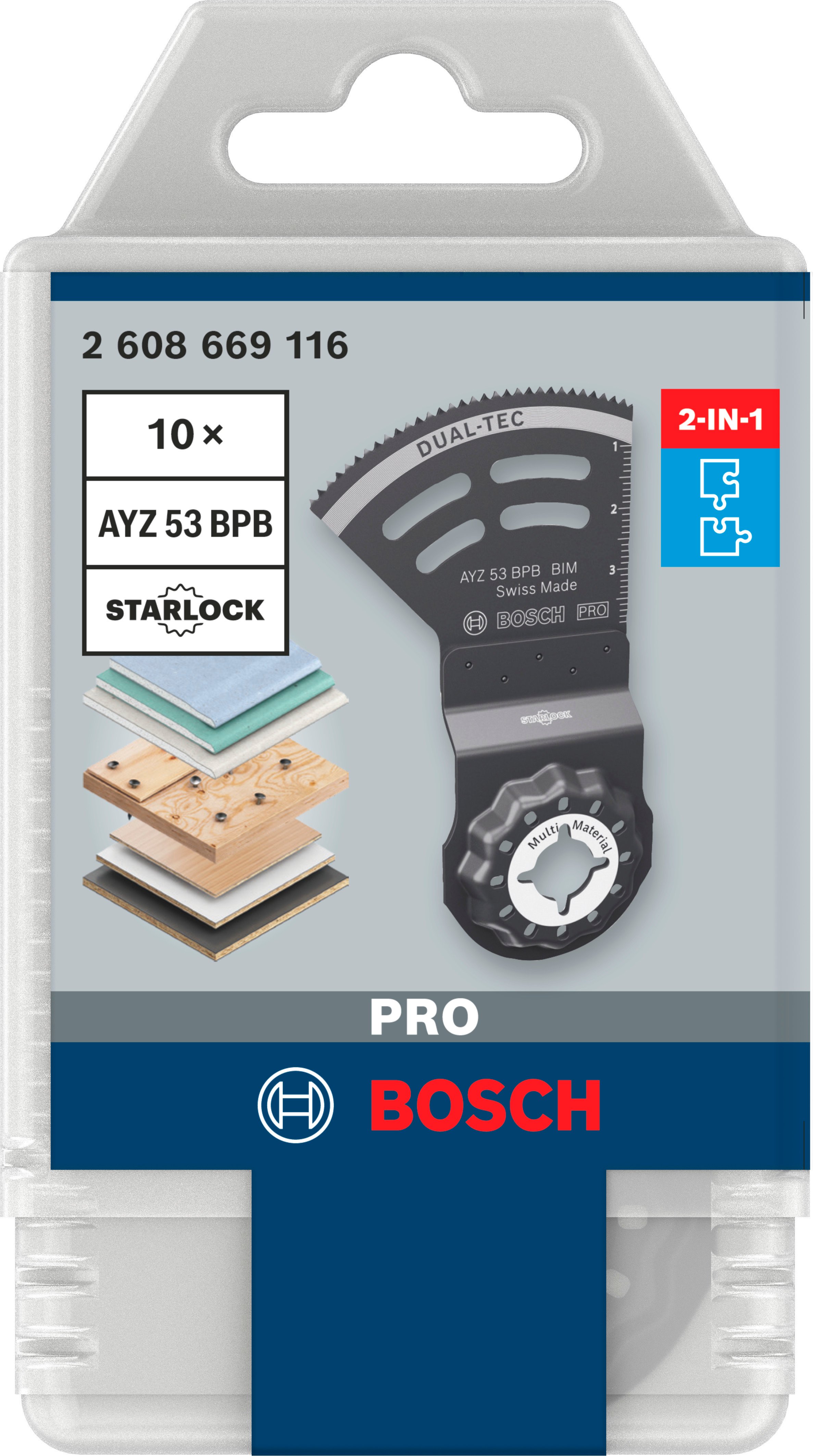 Bosch Accessoires PRO AYZ 53 BPB Dual-Tec zaagblad | 53 x 40 mm | 10 stuks - 2608669116