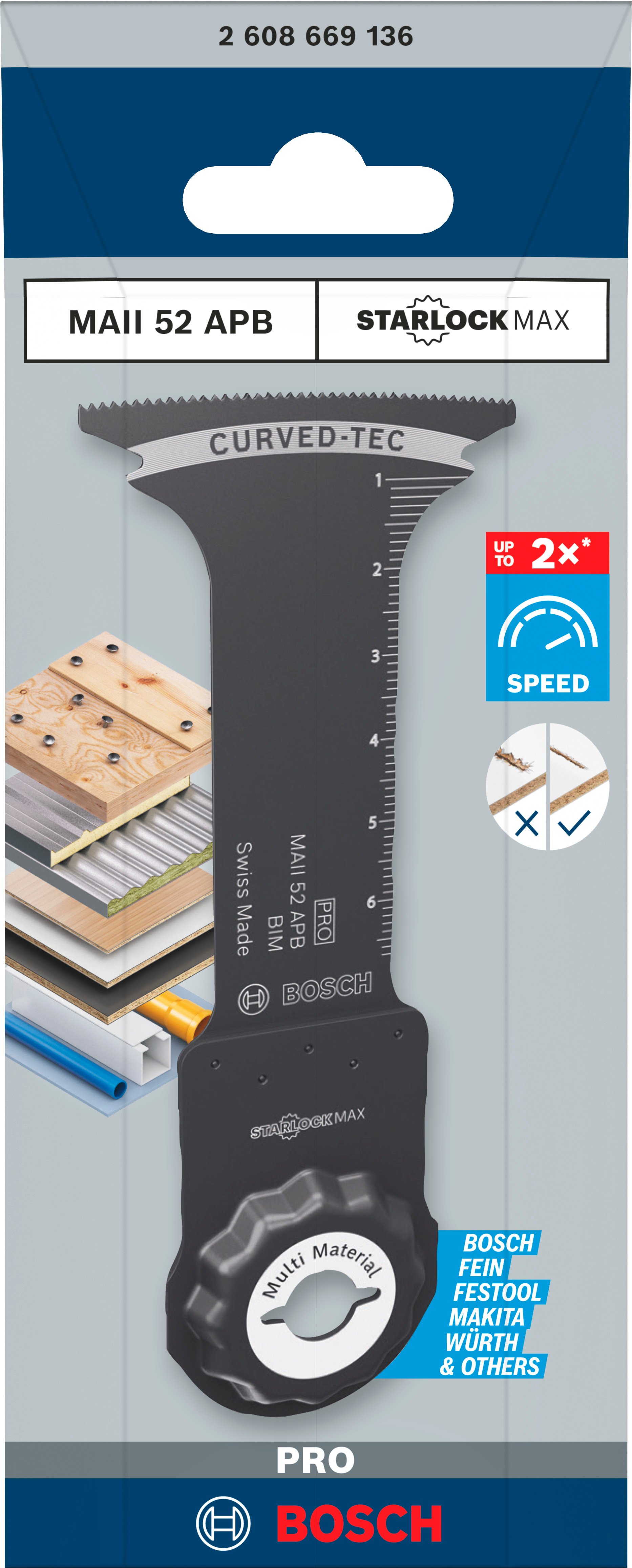 Bosch Accessoires PRO MAII 52 APB Multitool zaagblad | 52 x 75 mm - 2608669136