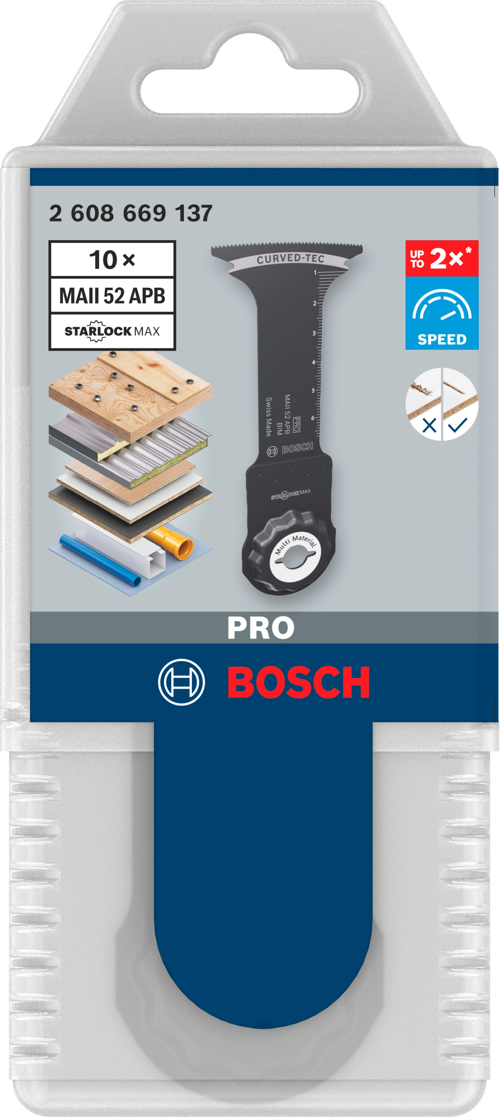 Bosch Accessoires PRO MAII 52 APB invalzaagblad | 52 x 75 mm | 10 stuks - 2608669137