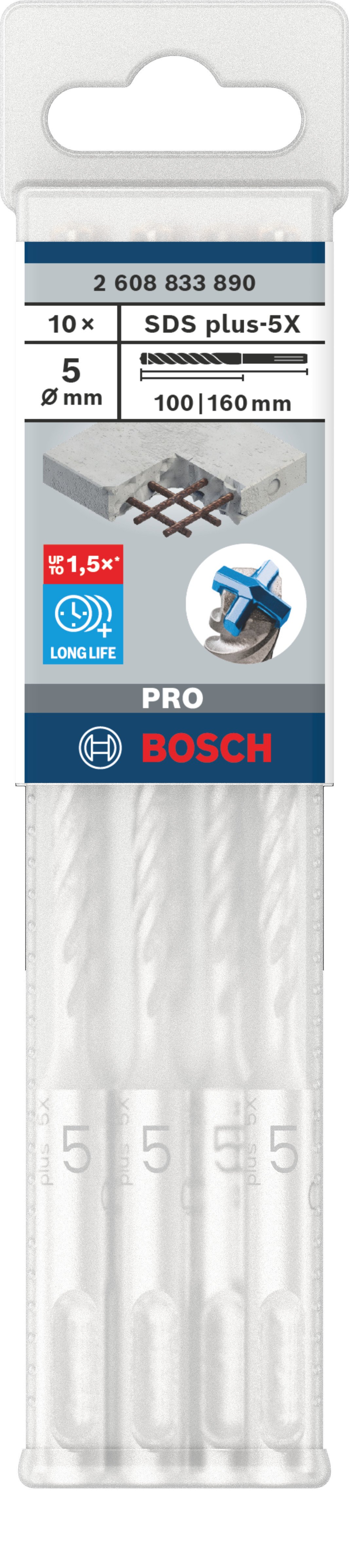 Bosch Accessoires PRO SDS plus-5X Hammer Drill Bit | 5 x 100 x 160 mm | 10 pcs - 2608833890